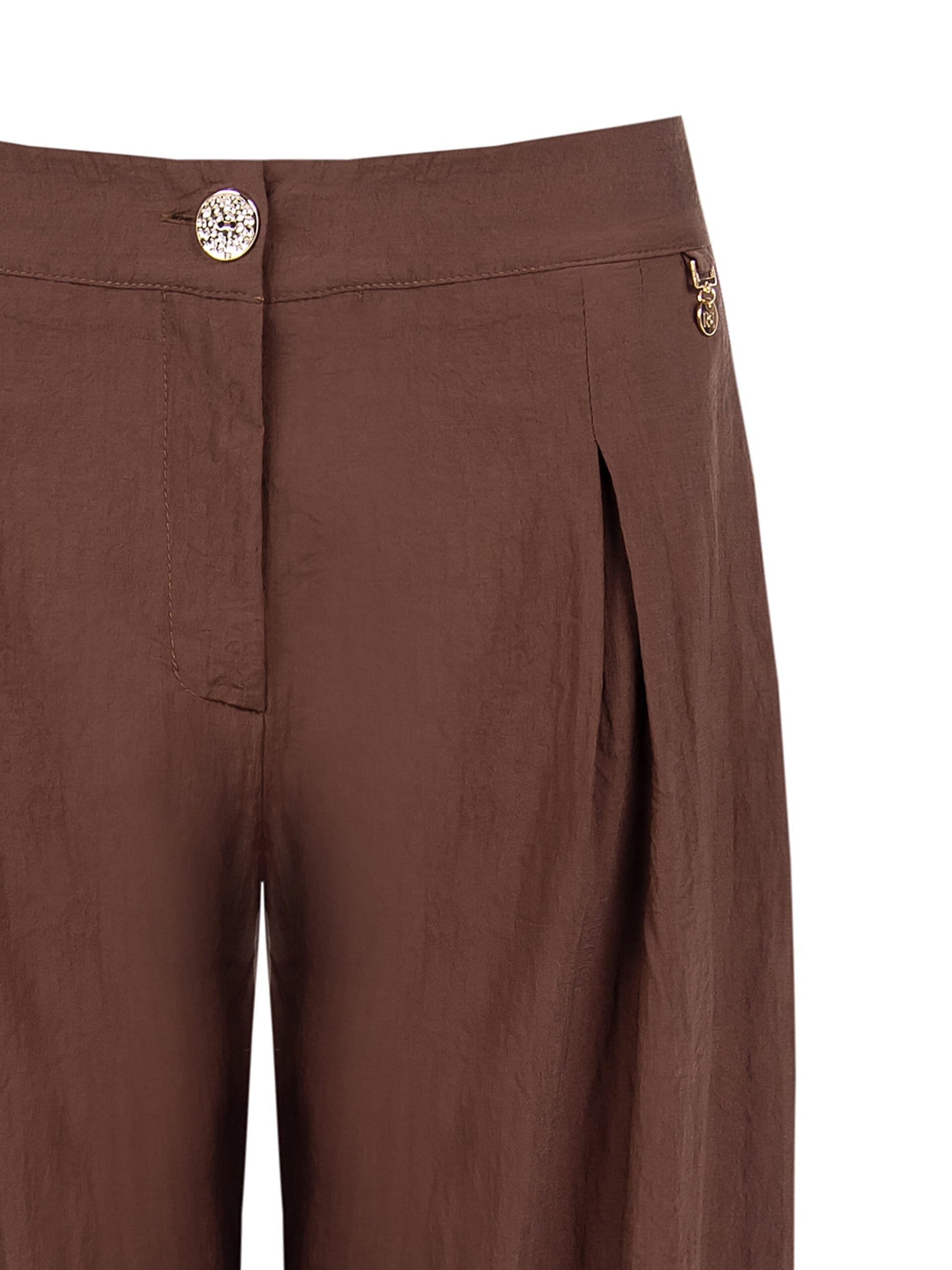 Pantaloni Palazzo In Leggera Viscosa Leggermente Stropicciata Con Pince Rinascimento