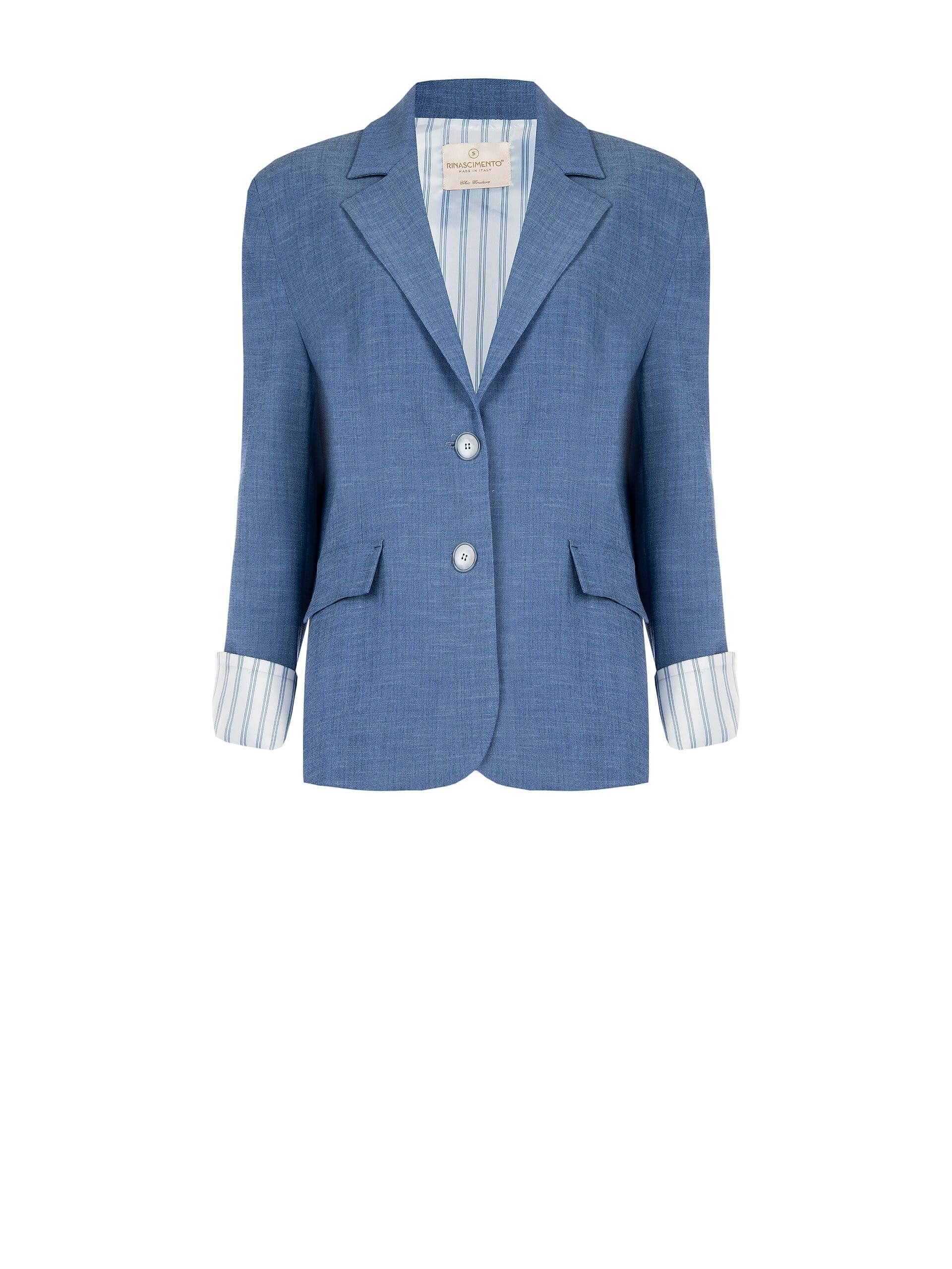 Giacca Blazer Melange Con Spacco Dietro Ed Inserti Camicia A Righe In Raso Rinascimento