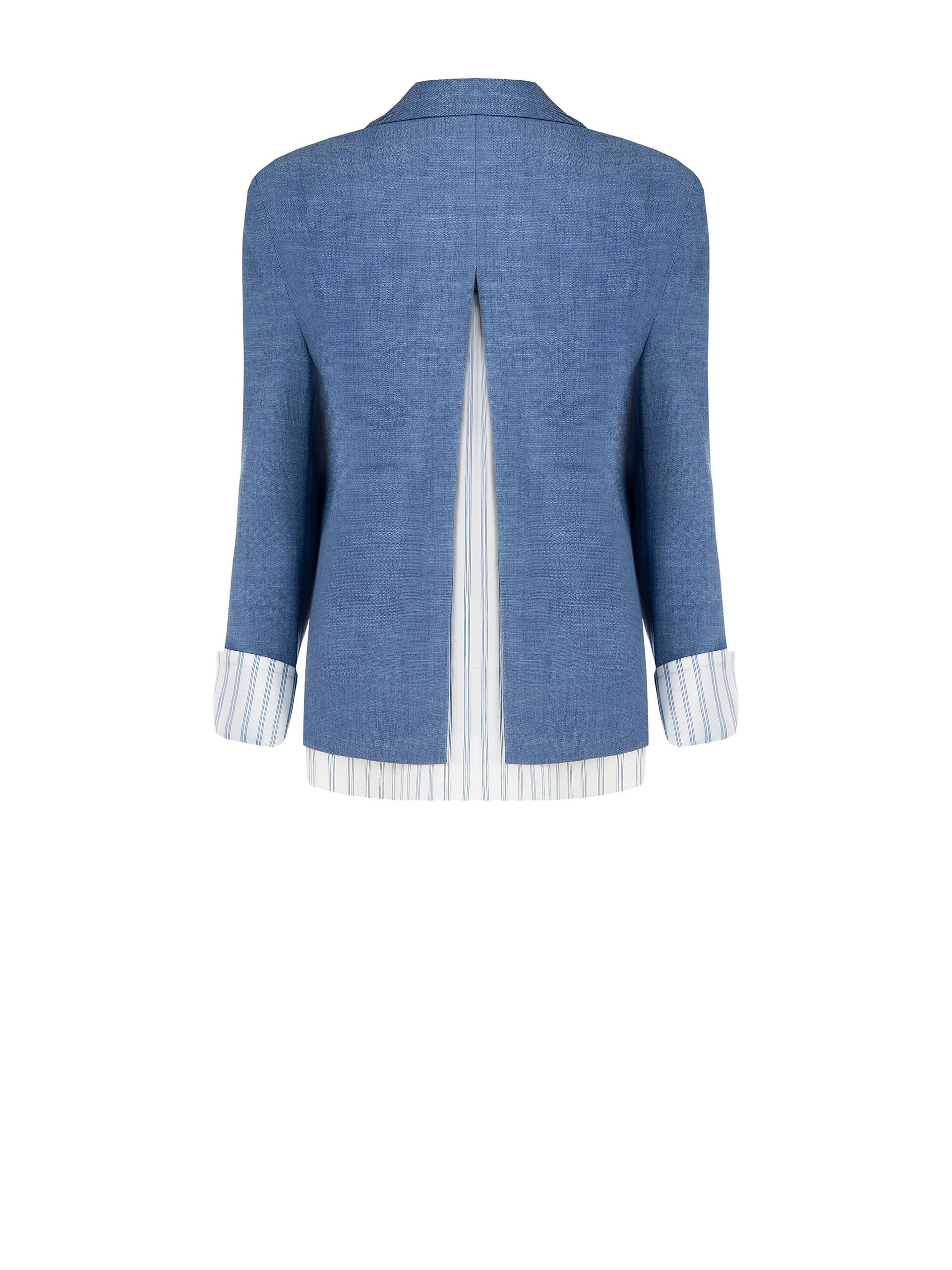 Giacca Blazer Melange Con Spacco Dietro Ed Inserti Camicia A Righe In Raso Rinascimento