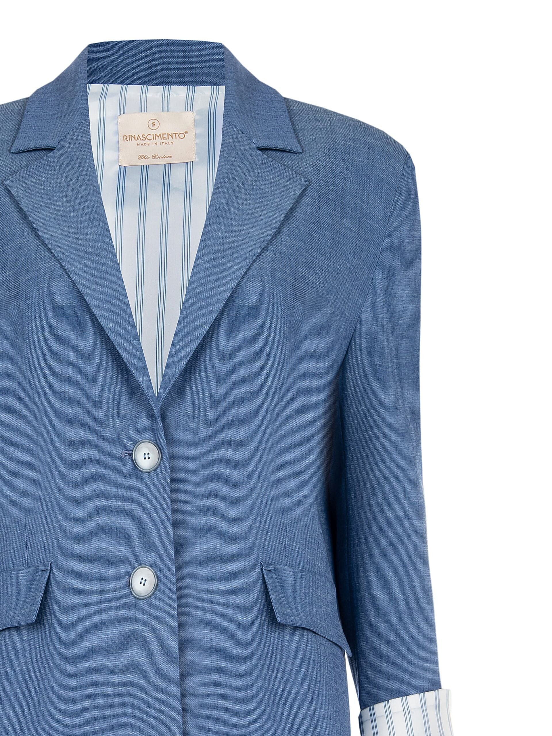Giacca Blazer Melange Con Spacco Dietro Ed Inserti Camicia A Righe In Raso Rinascimento