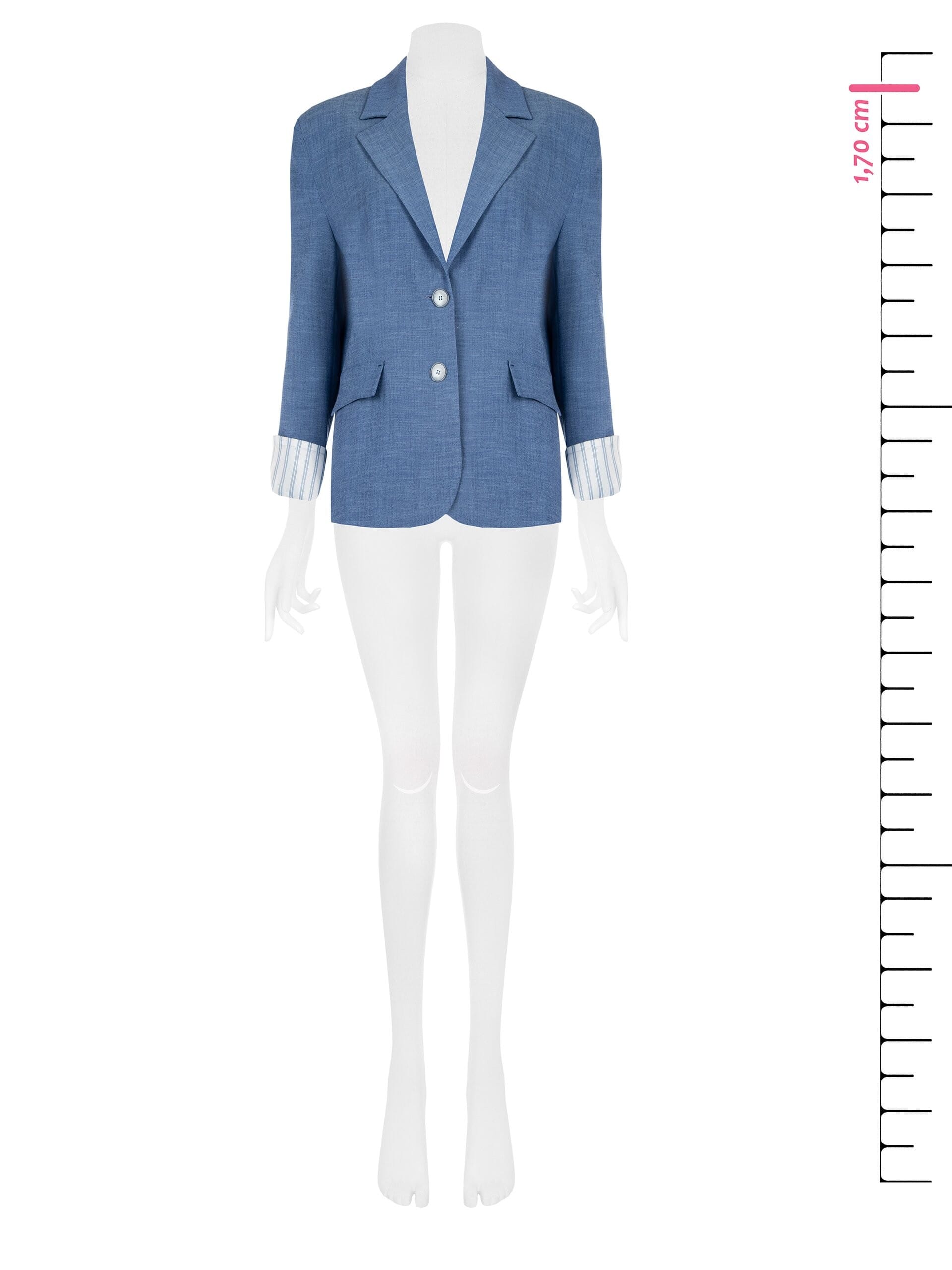 Giacca Blazer Melange Con Spacco Dietro Ed Inserti Camicia A Righe In Raso Rinascimento