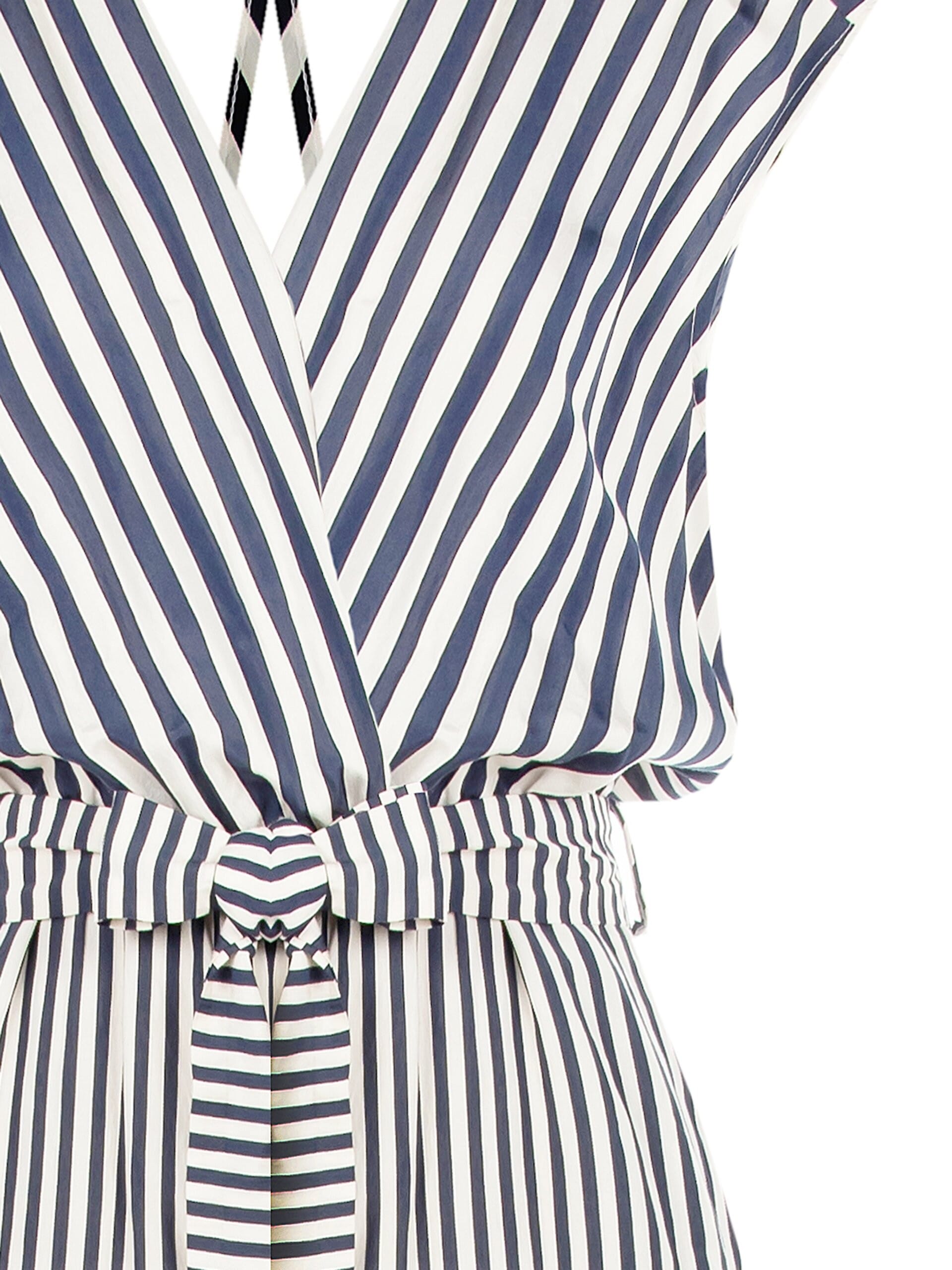 Combinaison palazzo en viscose mélangée rayée à double encolure en V Rinascimento