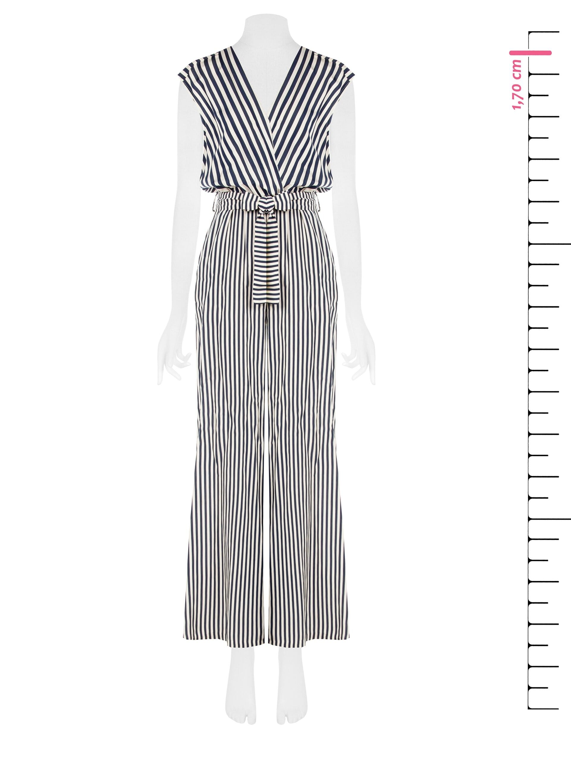 Combinaison palazzo en viscose mélangée rayée à double encolure en V Rinascimento