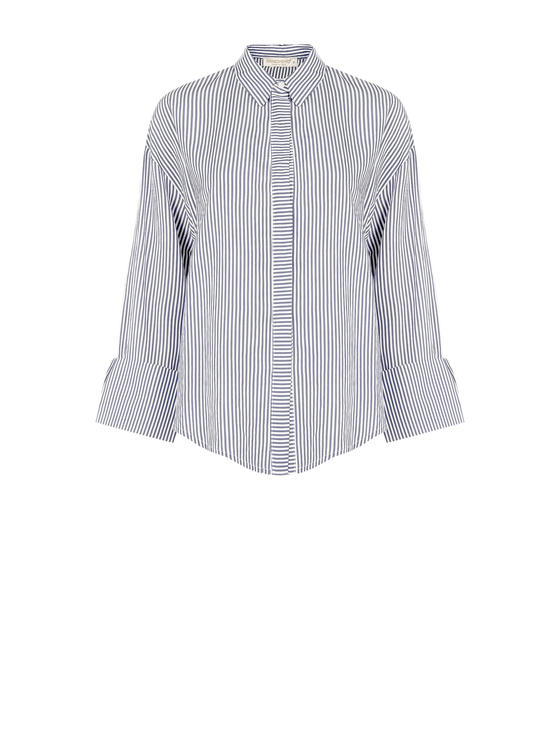 Camicia In Misto Viscosa A Righe Con Maxi Polsini E Bottoni A Scomparsa Rinascimento