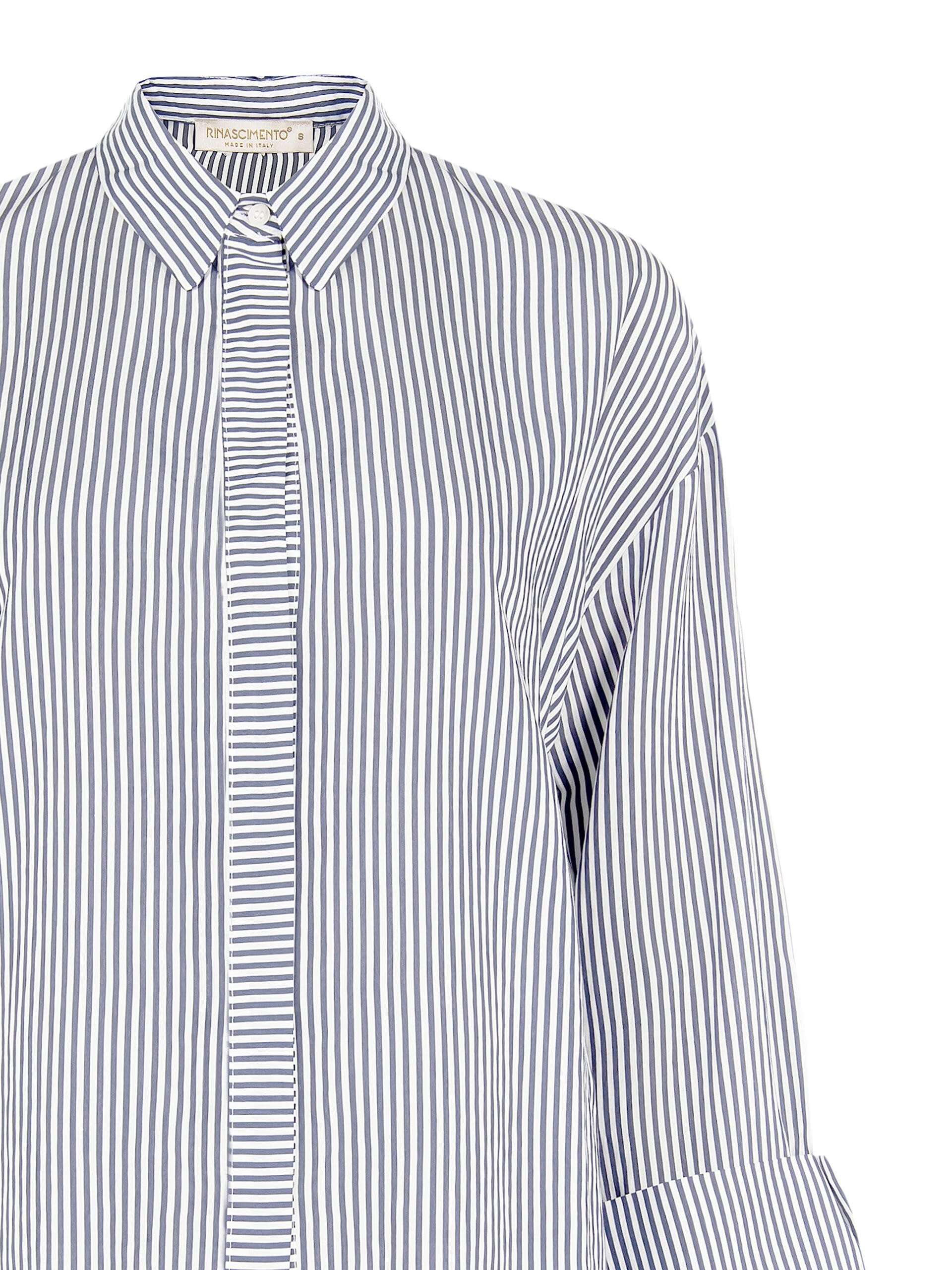 Camicia In Misto Viscosa A Righe Con Maxi Polsini E Bottoni A Scomparsa Rinascimento