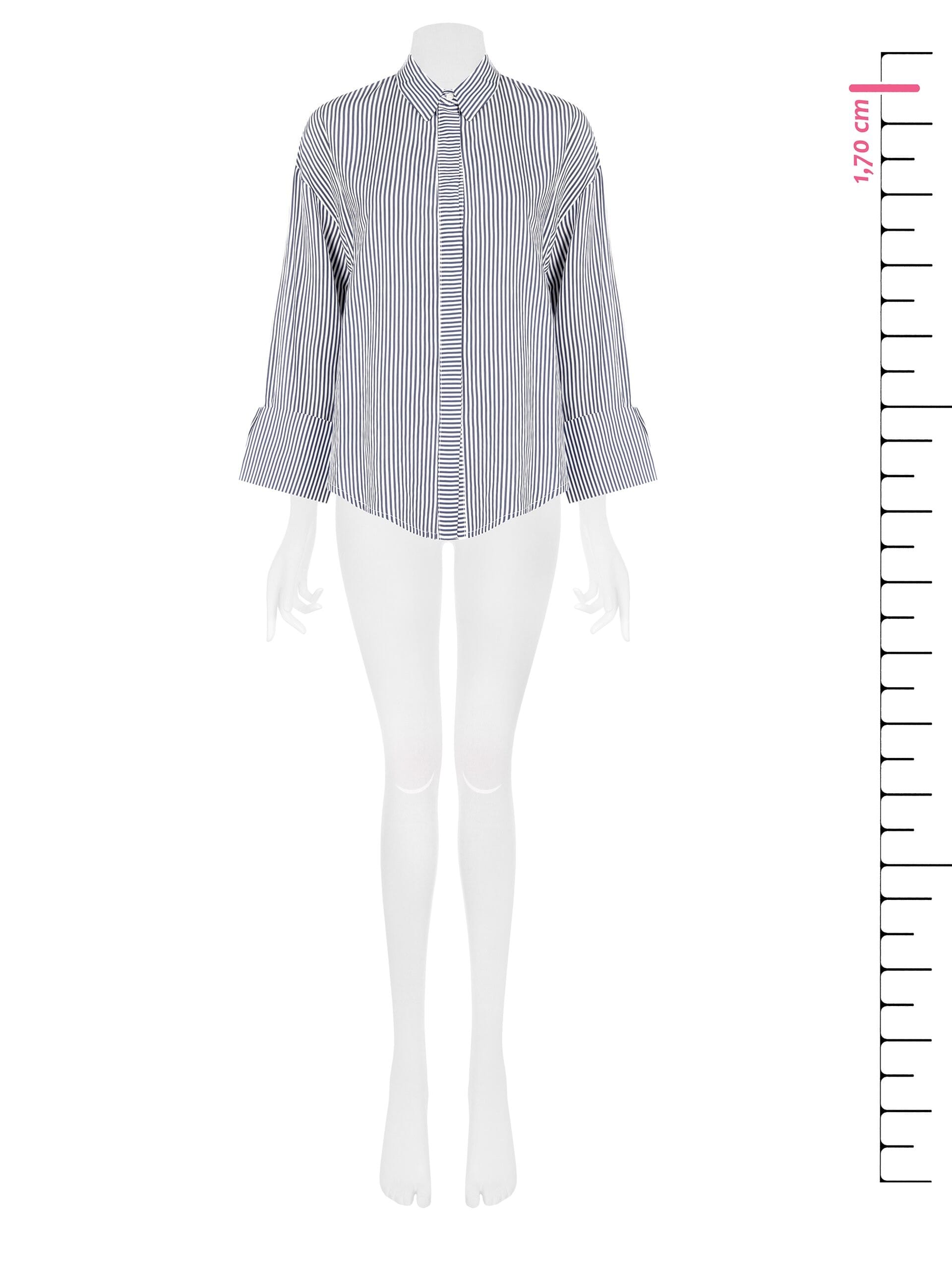 Camicia In Misto Viscosa A Righe Con Maxi Polsini E Bottoni A Scomparsa Rinascimento