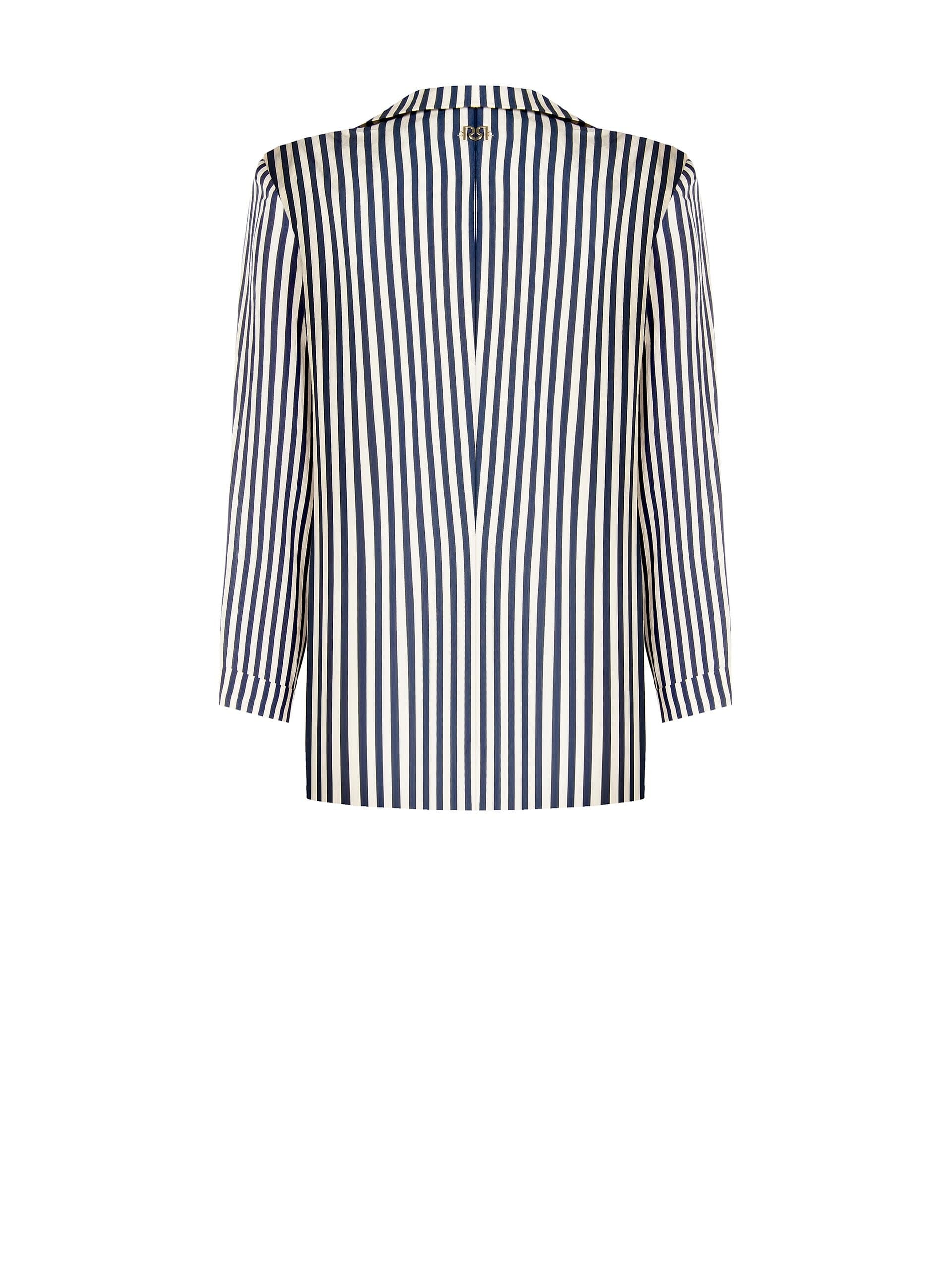 Rinascimento Striped Viscose Blend Wide Open Blazer Jacket