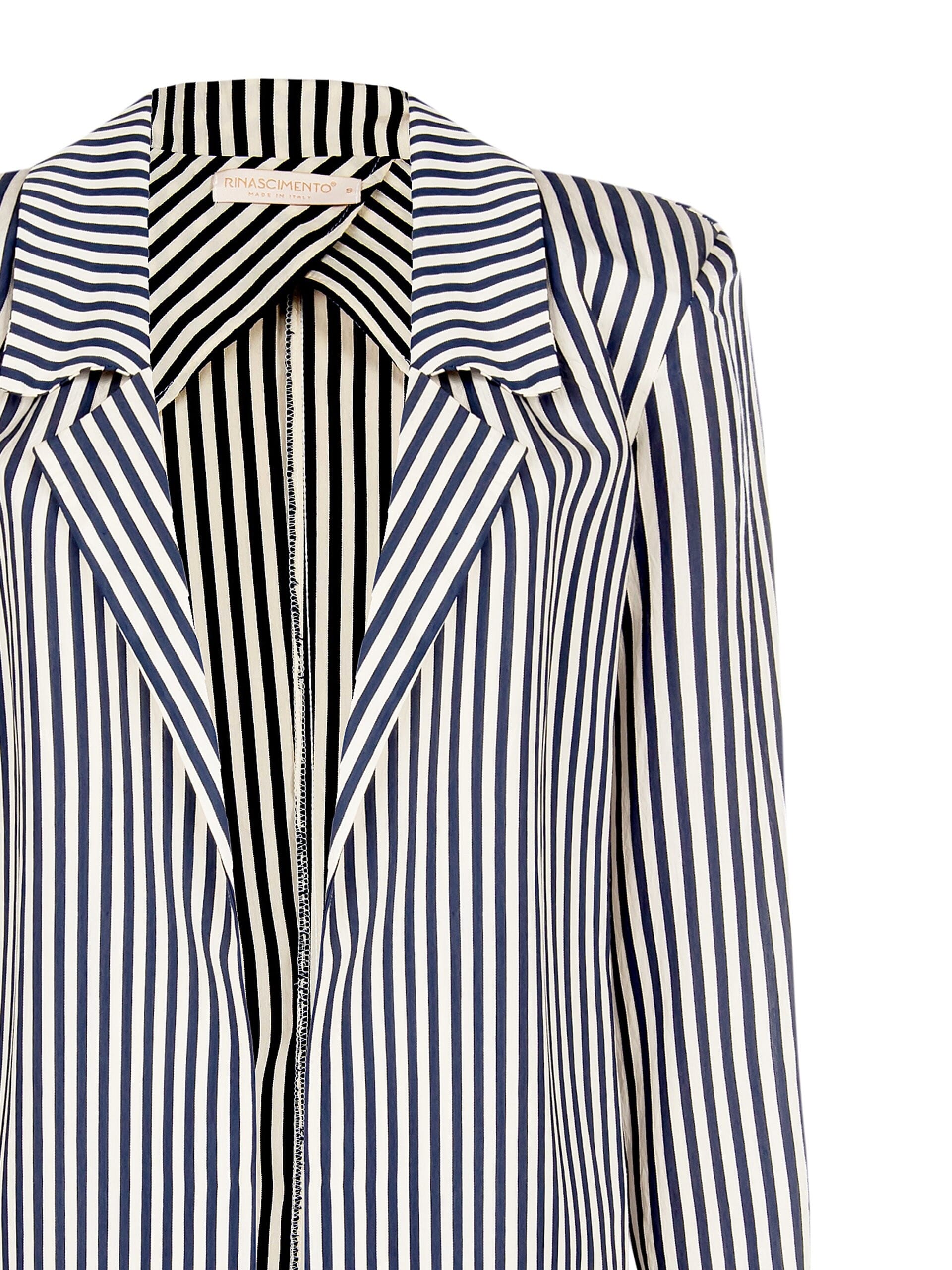 Rinascimento Striped Viscose Blend Wide Open Blazer Jacket