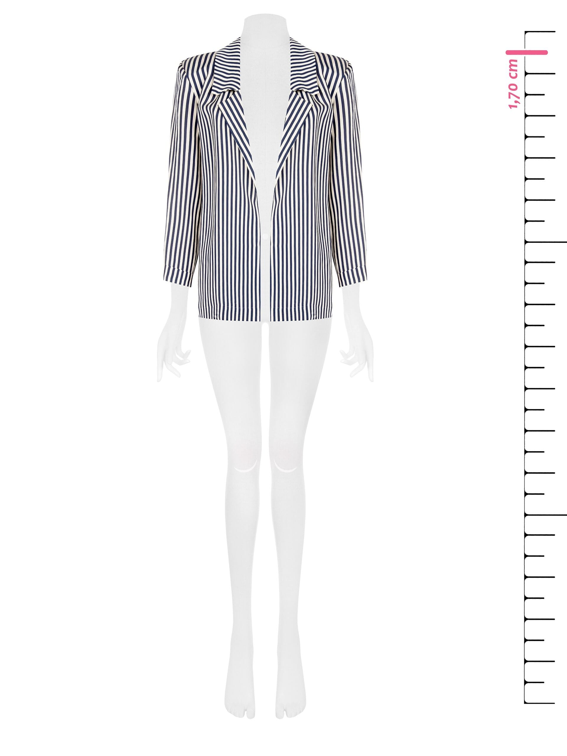 Rinascimento Striped Viscose Blend Wide Open Blazer Jacket