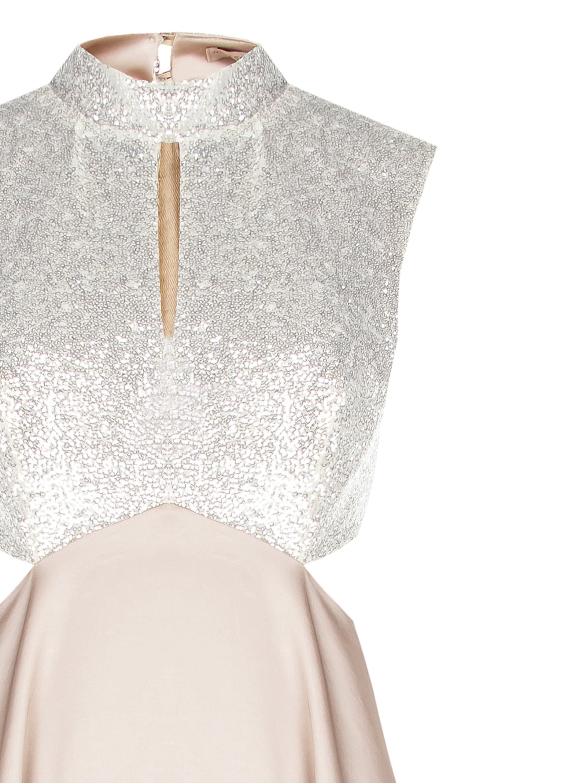 Robe longue évasée en satin avec corsage recouvert de paillettes Rinascimento