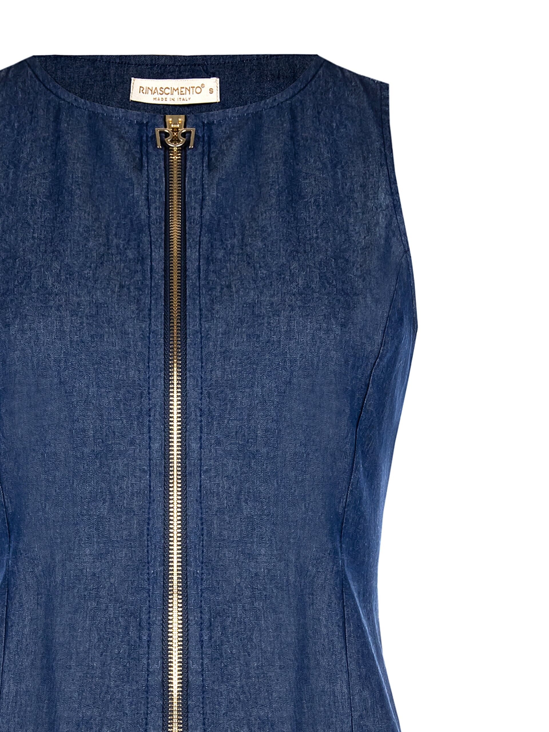 Lightweight Denim Waistcoat With Zip Logo Rr Rinascimento