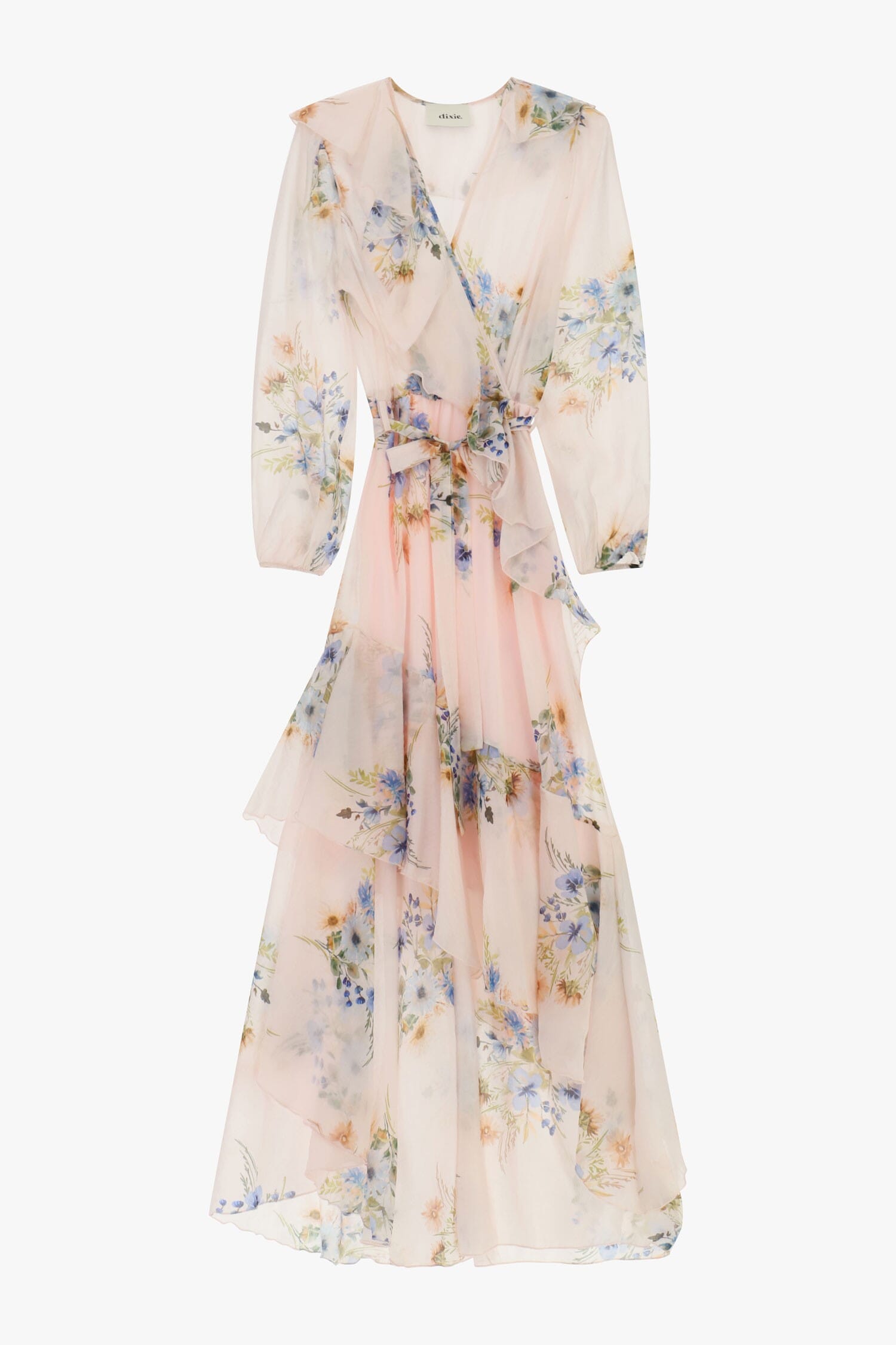 Abito Lungo Con Stampa Floreale E Volant Dixie