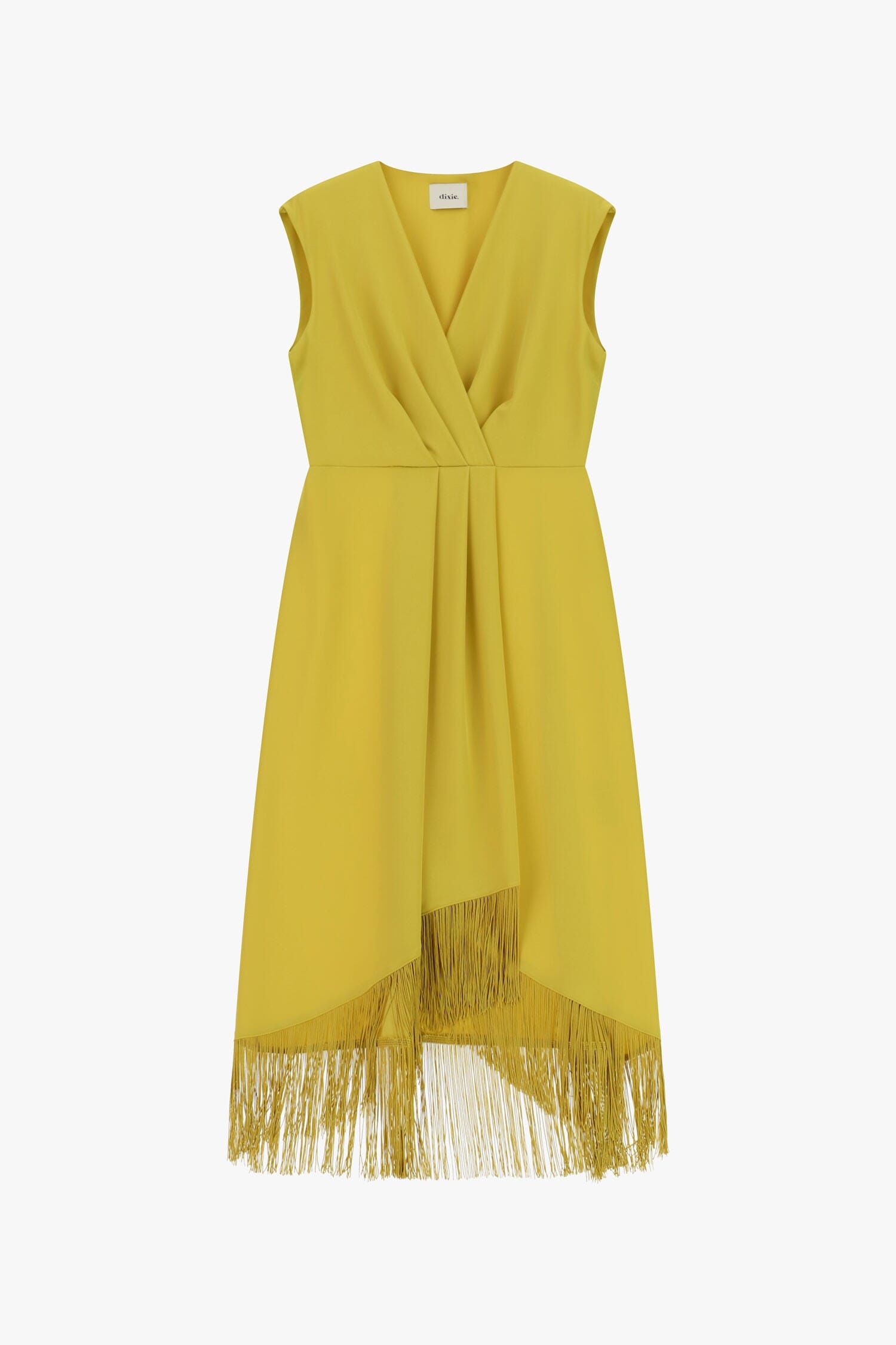 Abito Midi Smanicato Con Scollo A V E Frange Dixie