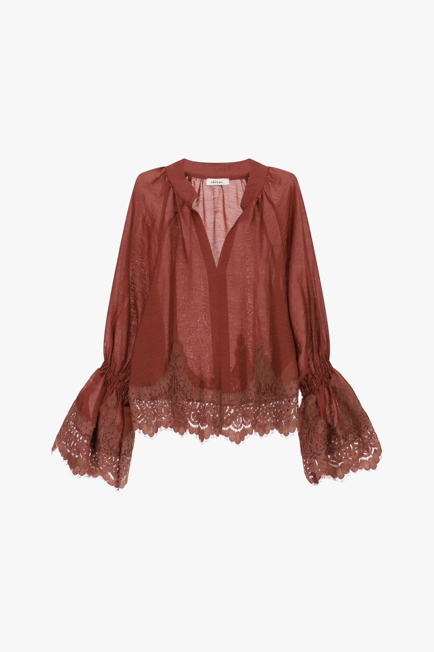 Blusa Trasparente Con Maniche Ampie E Pizzo Dixie