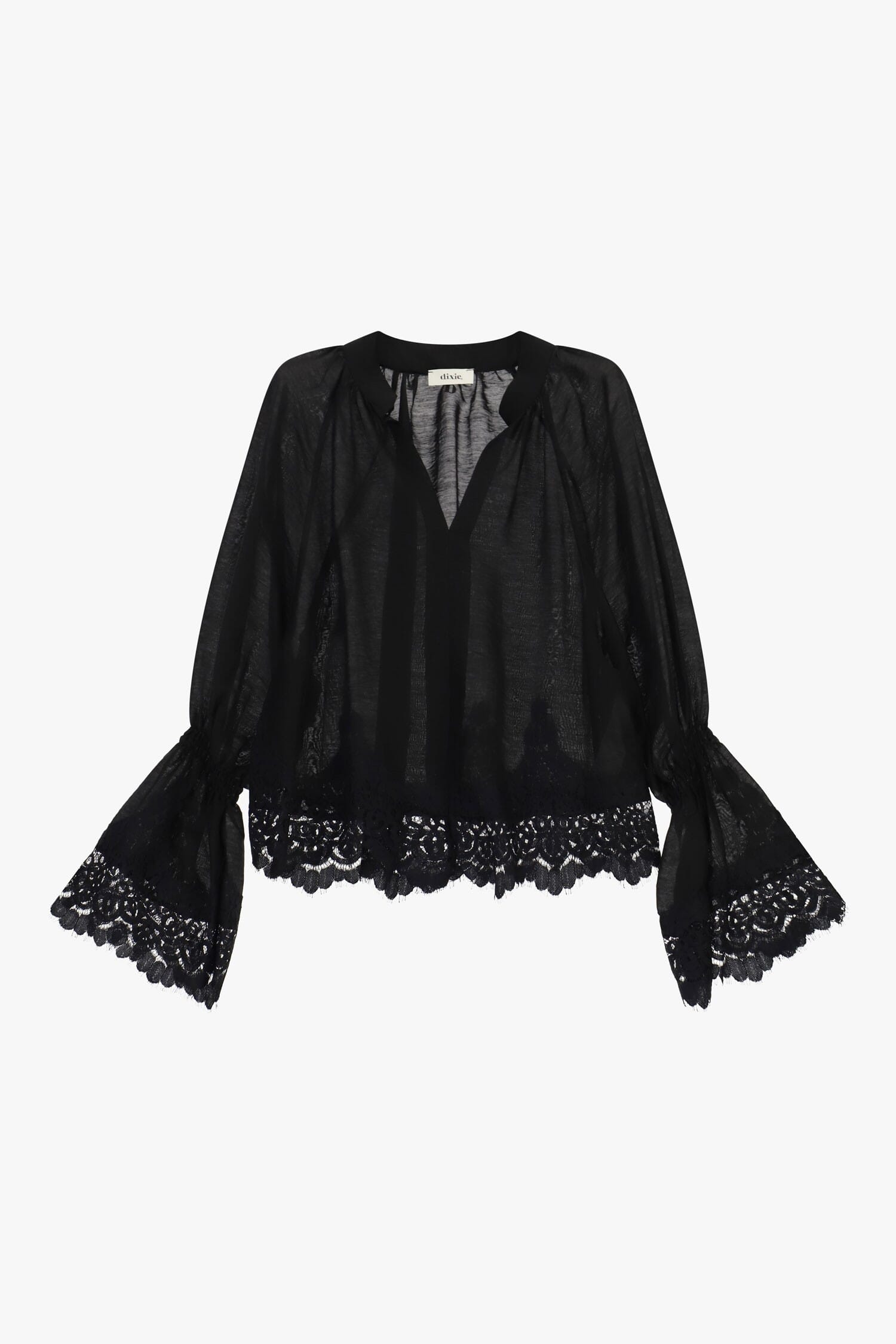 Blusa Trasparente Con Maniche Ampie E Pizzo Dixie