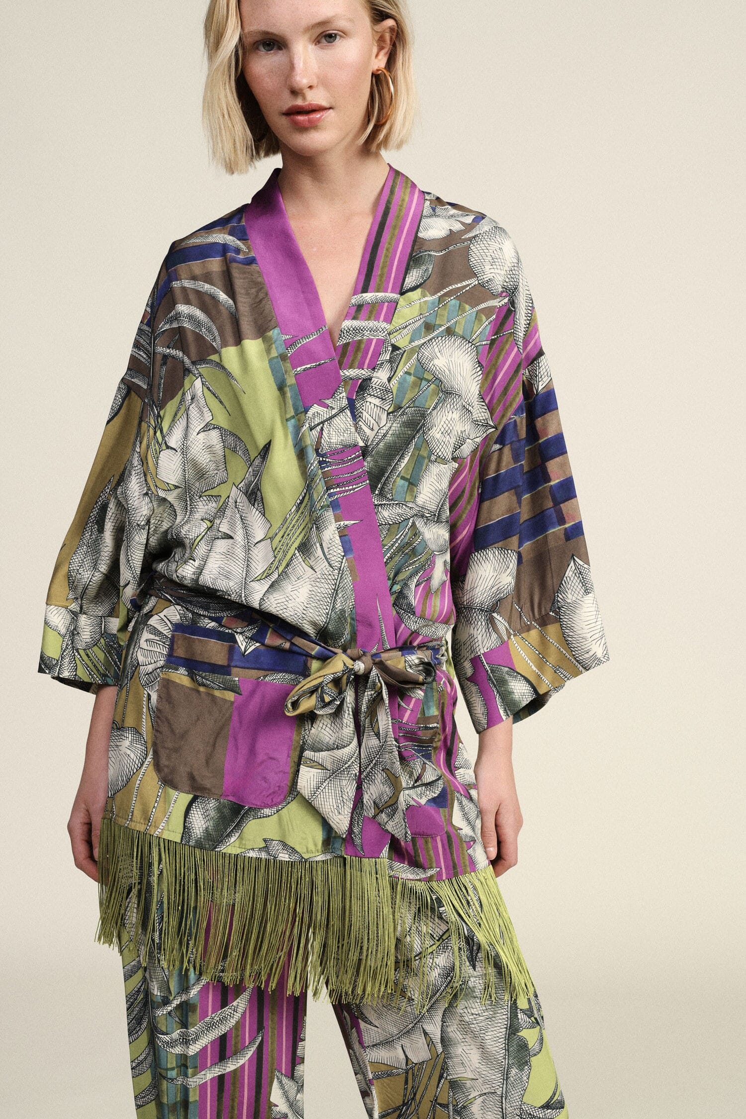 Blazer With Fringes And Dixie Graphic Pattern