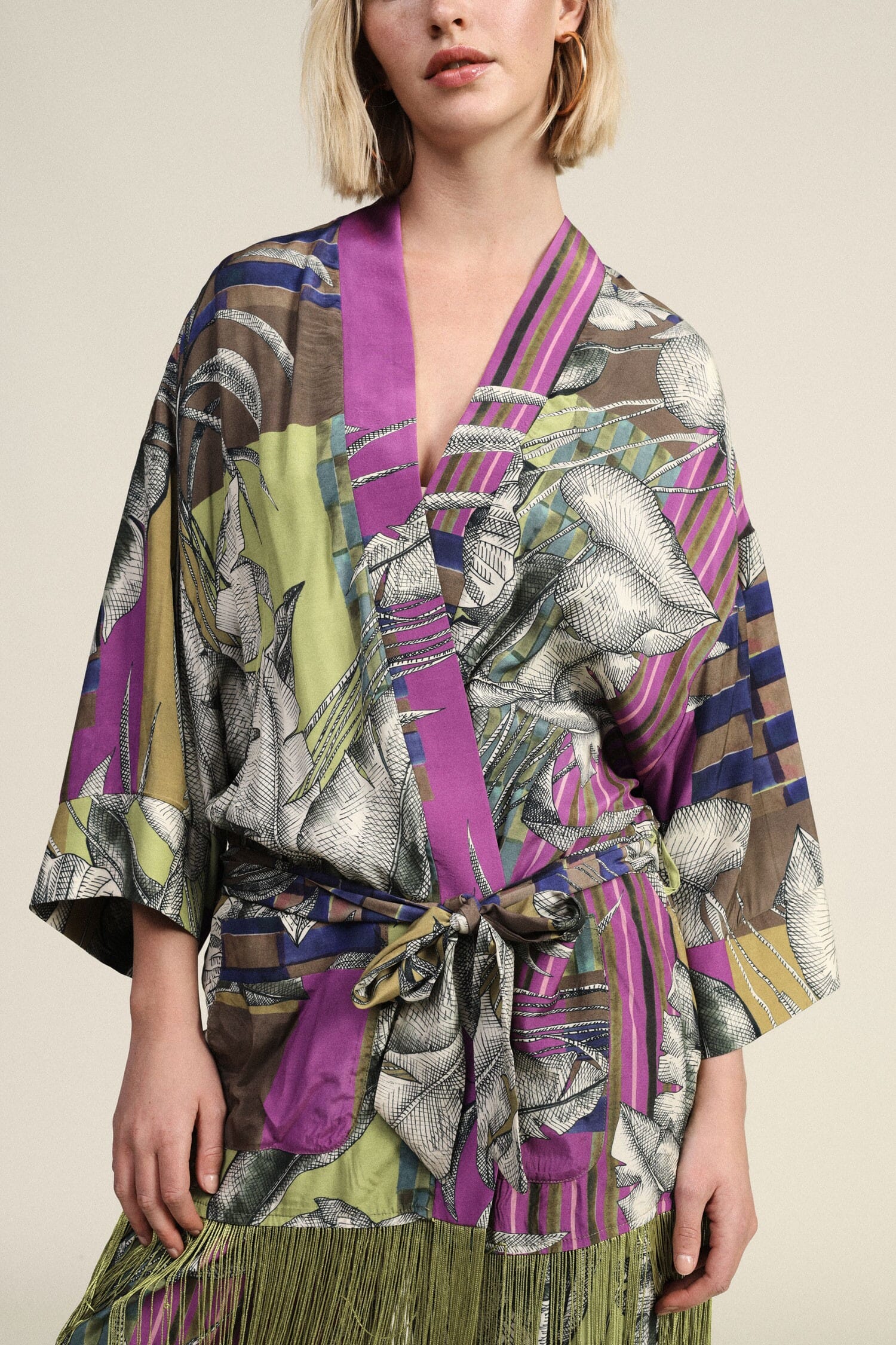 Blazer With Fringes And Dixie Graphic Pattern