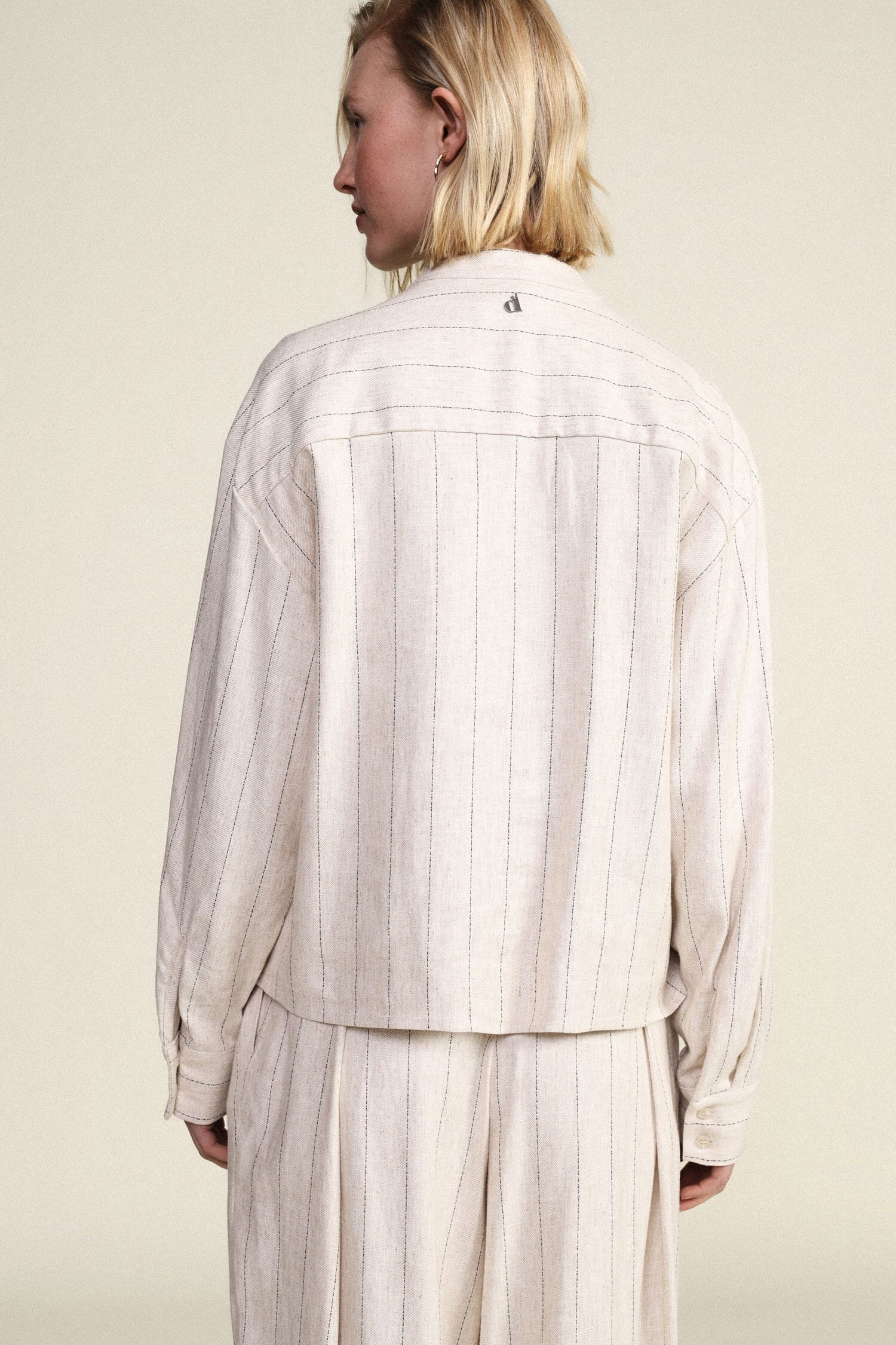 Chemise rayée à manches longues et col arrondi Dixie