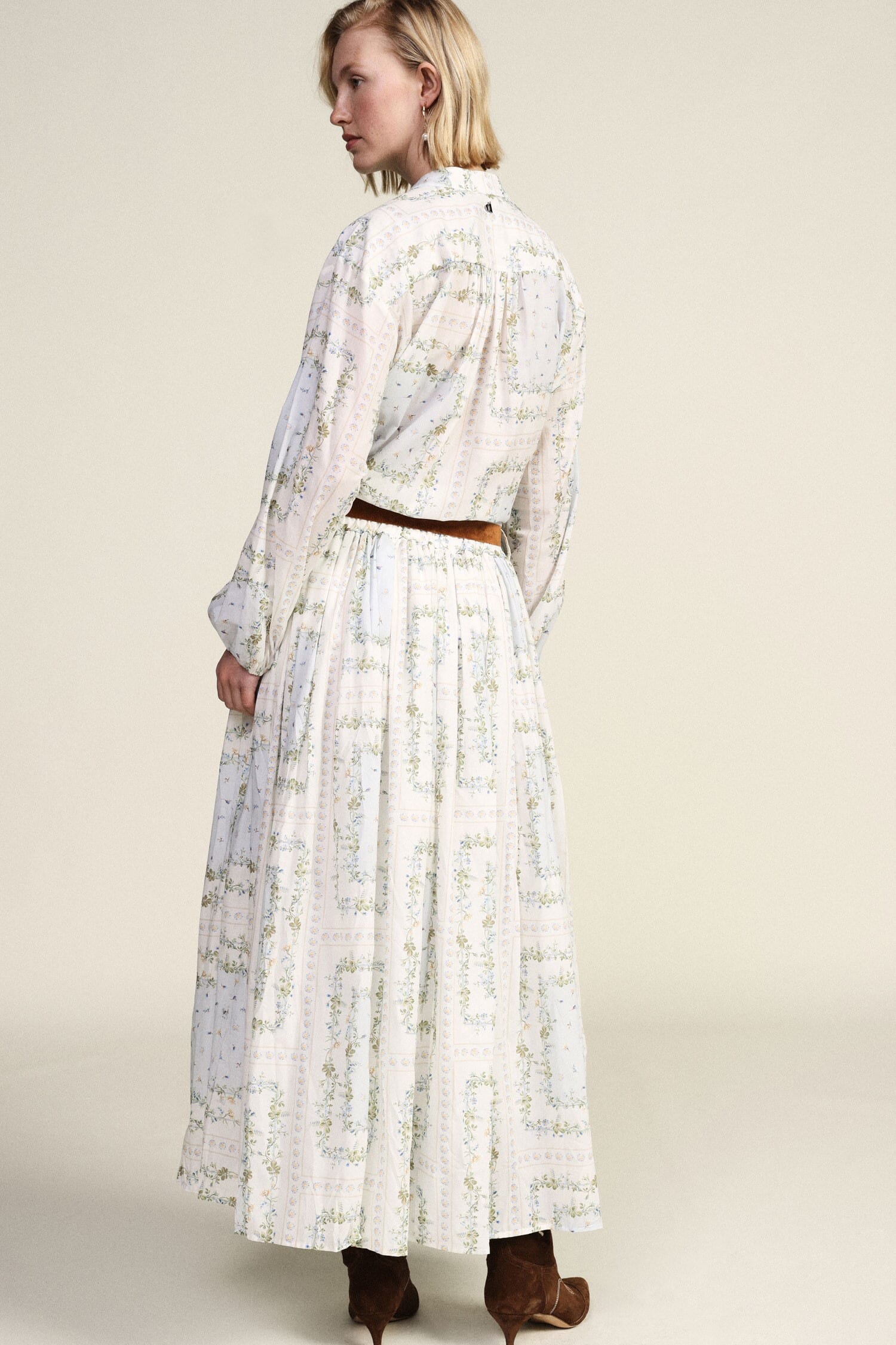 Jupe plissée à imprimé floral et ceinture à nœud Dixie