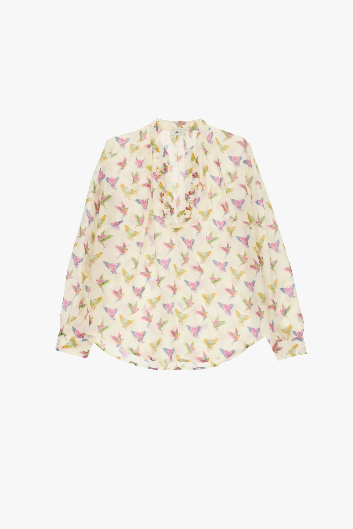 Fantasy Blouse With Ruffled Neckline And Long Sleeves Dixie