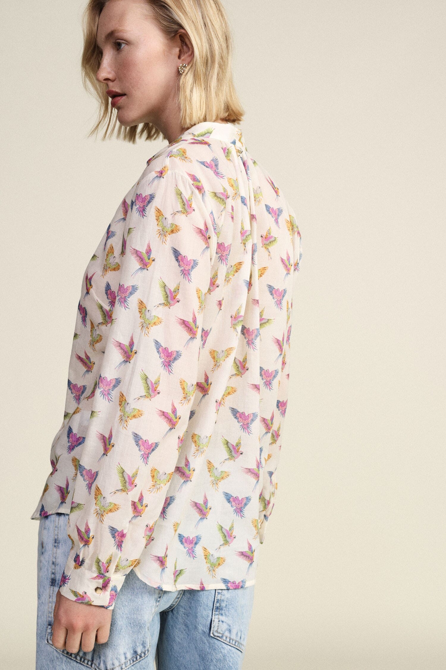 Fantasy Blouse With Ruffled Neckline And Long Sleeves Dixie