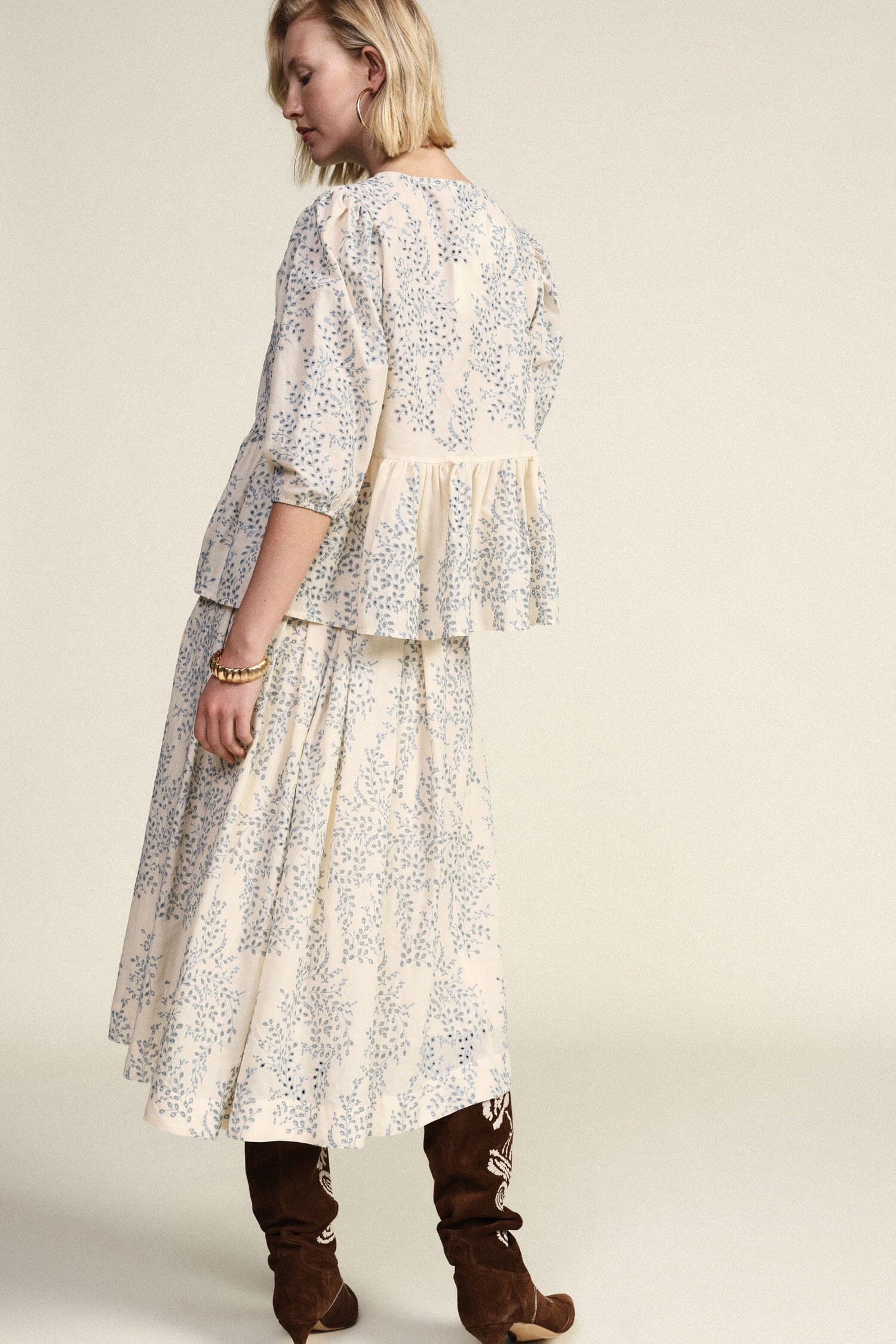 Dixie Midi Jupe plissée à fleurs