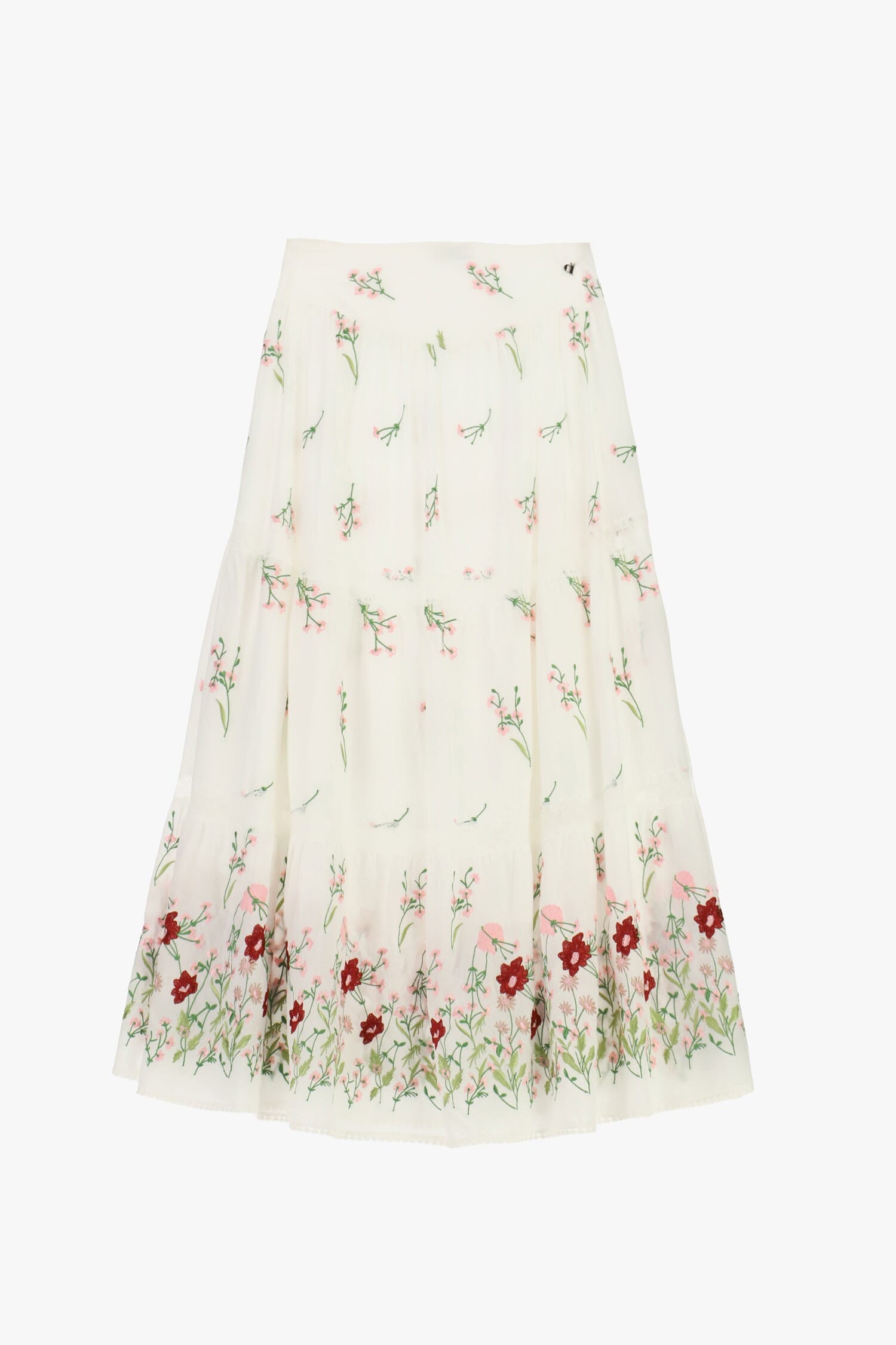 Gonna Lunga Con Ricamo Floreale E Motivo A Balze Dixie