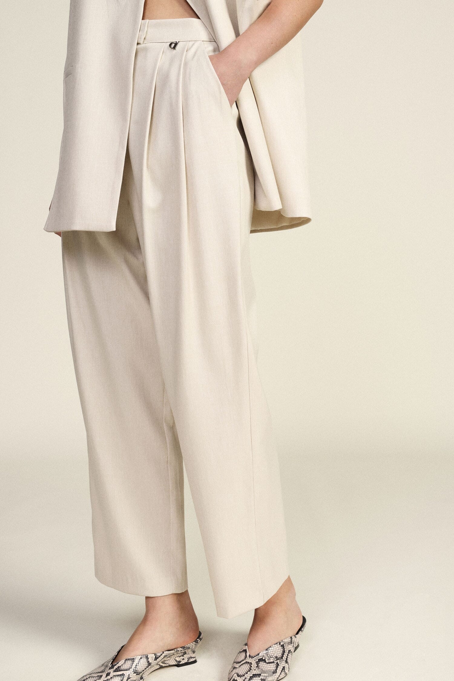 Pantaloni Palazzo Vita Alta Con Pinces Frontali Dixie