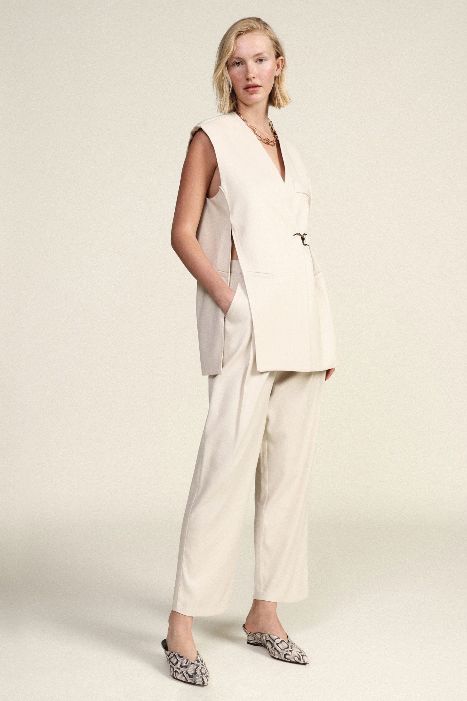 Pantaloni Palazzo Vita Alta Con Pinces Frontali Dixie