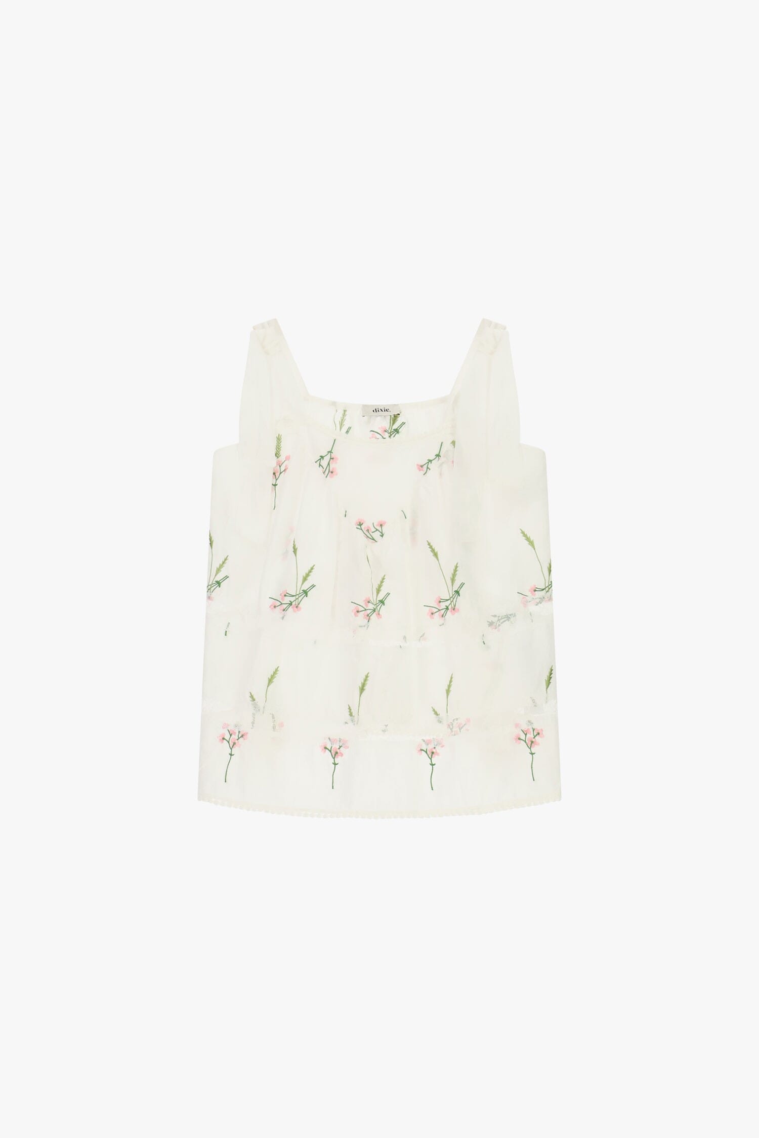 Top à larges bretelles et broderie florale Dixie