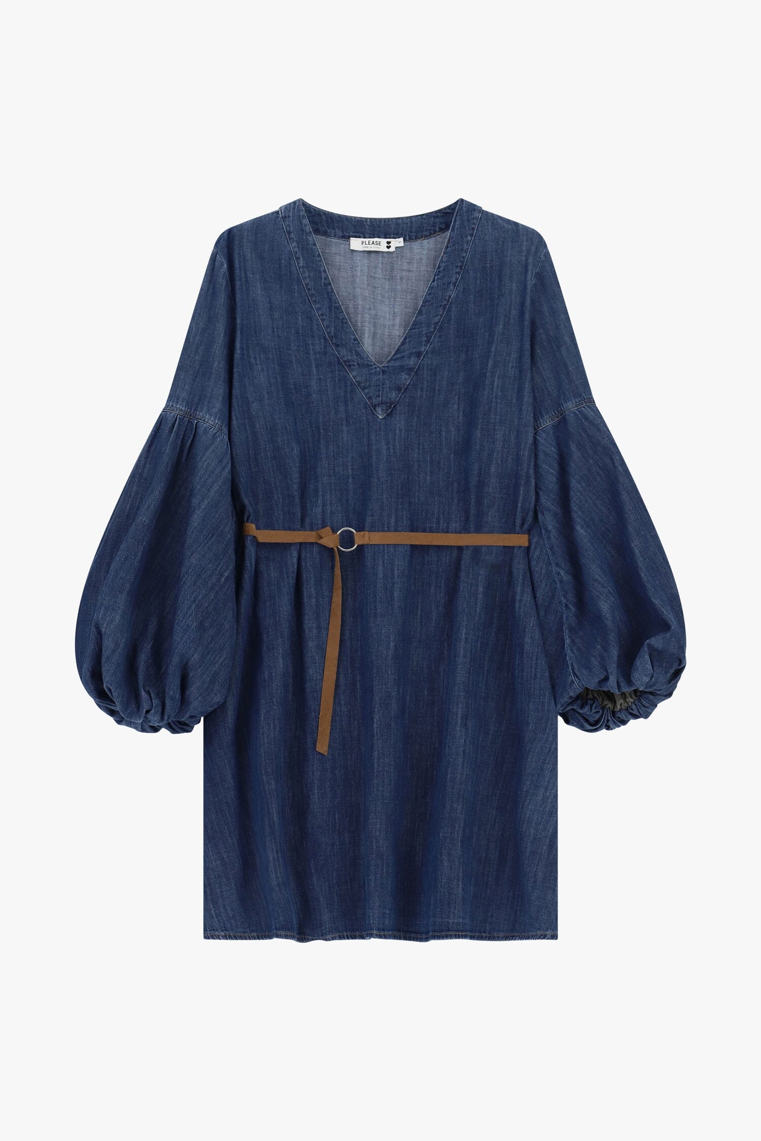 Short Dress With Wide Sleeves And Belt Please