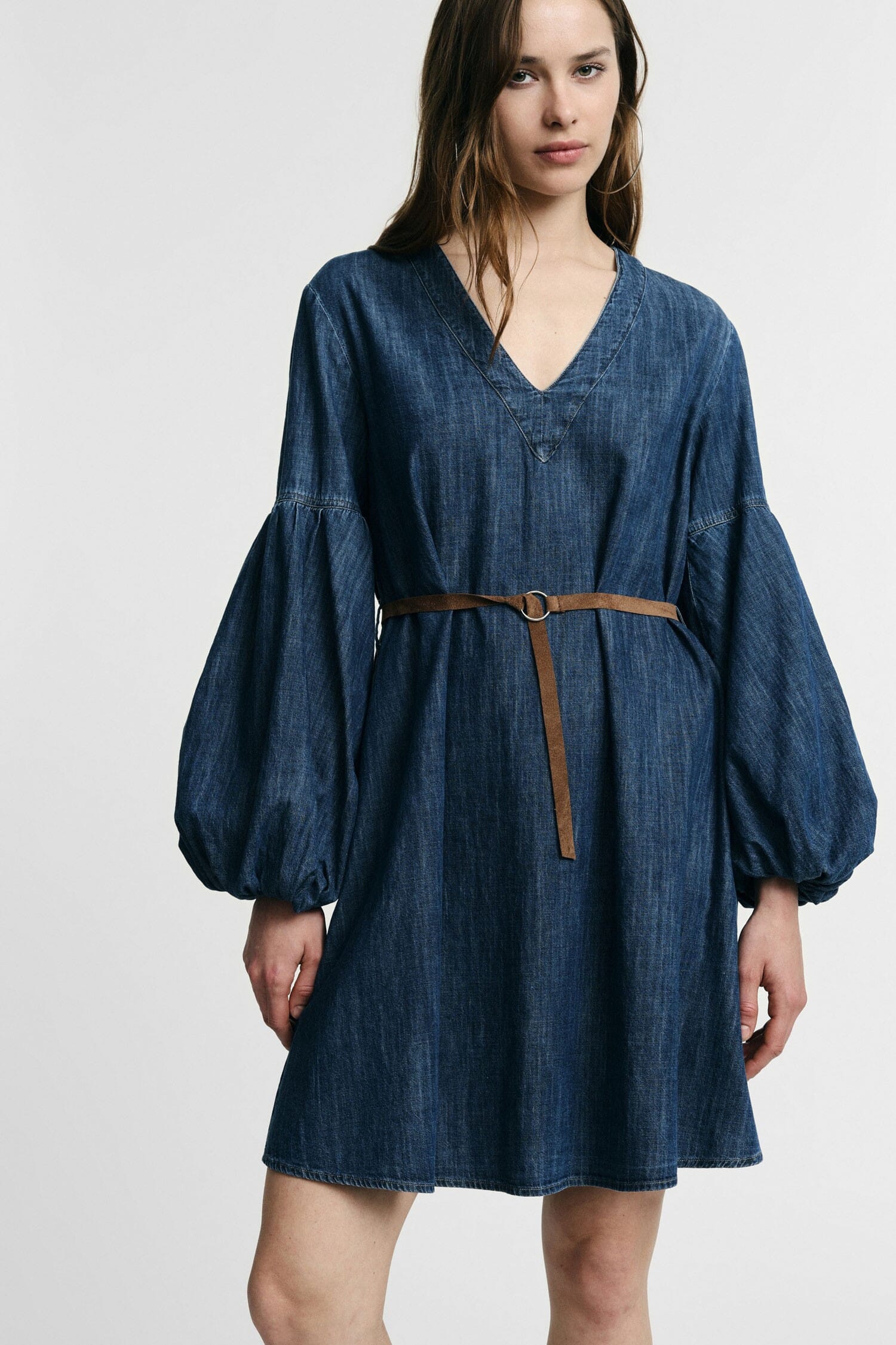 Short Dress With Wide Sleeves And Belt Please