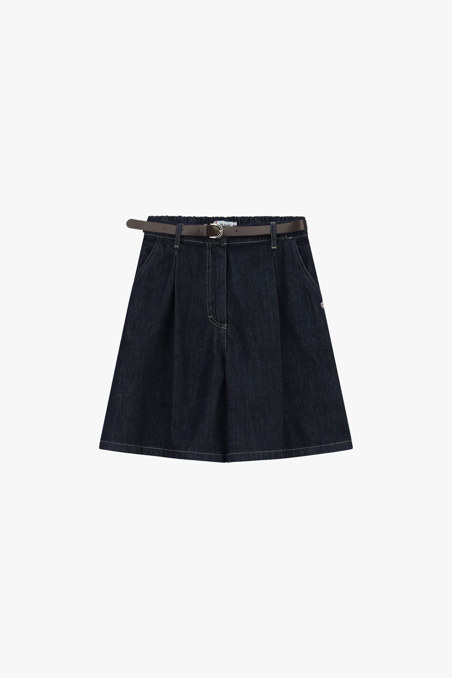Shorts Al Ginocchio Denim Con Cintura Please