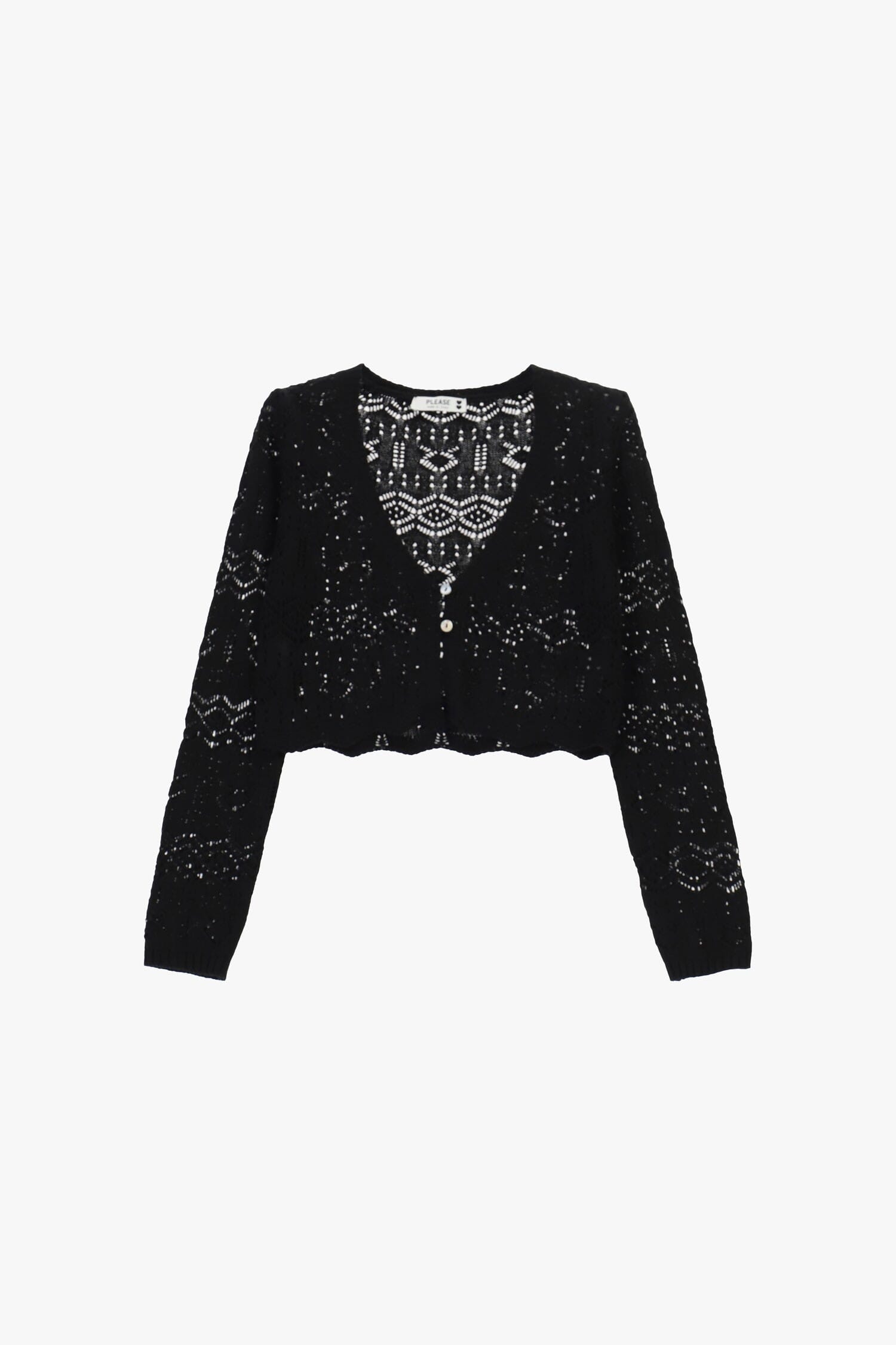 Cardigan court perforé à manches longues Please