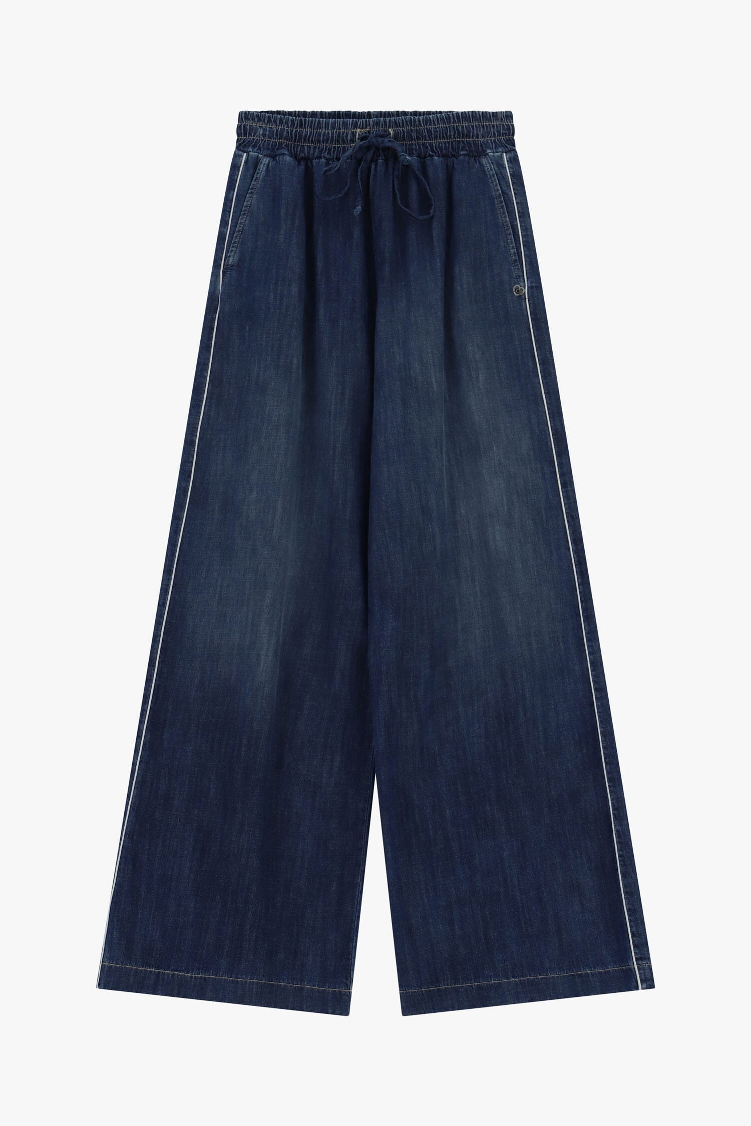 Jeans à jambe large avec taille élastiquée et cordon de serrage Please