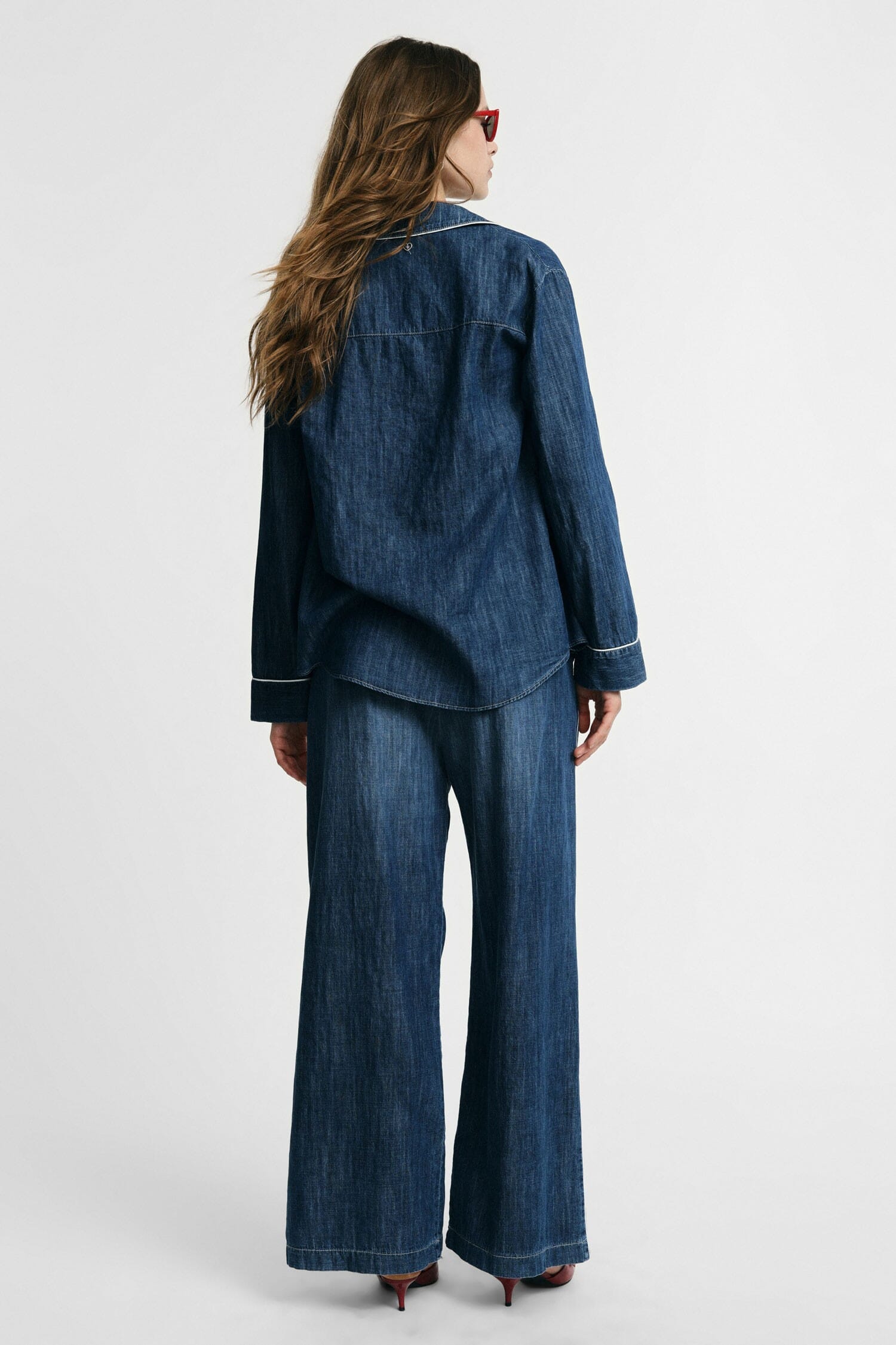 Jeans à jambe large avec taille élastiquée et cordon de serrage Please