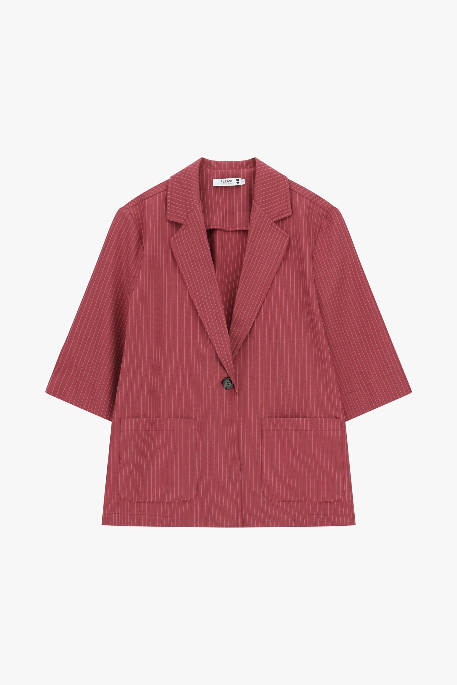 Blazer A Righe Con Maniche Tre Quarti E Chiusura A Bottone Please