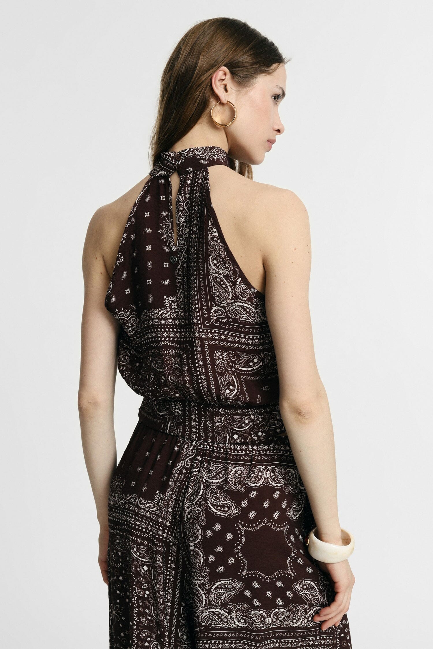Bandana Patterned Top With American Neckline Please