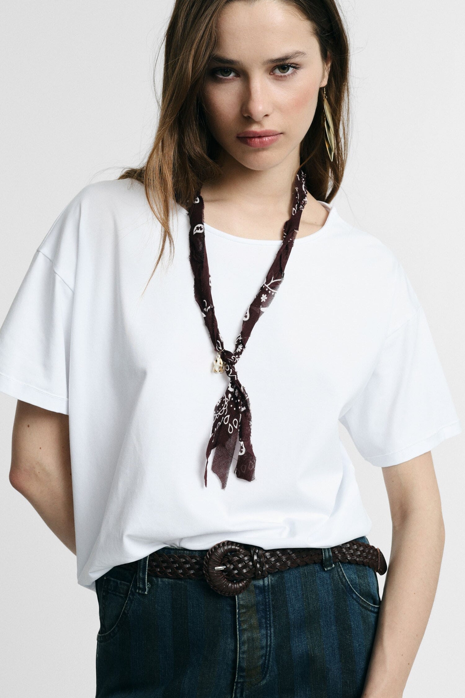 T-Shirt A Maniche Corte Con Dettagli Foulard Please