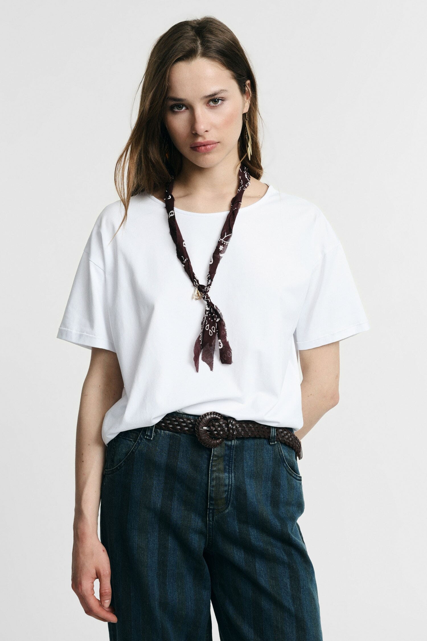 T-Shirt A Maniche Corte Con Dettagli Foulard Please
