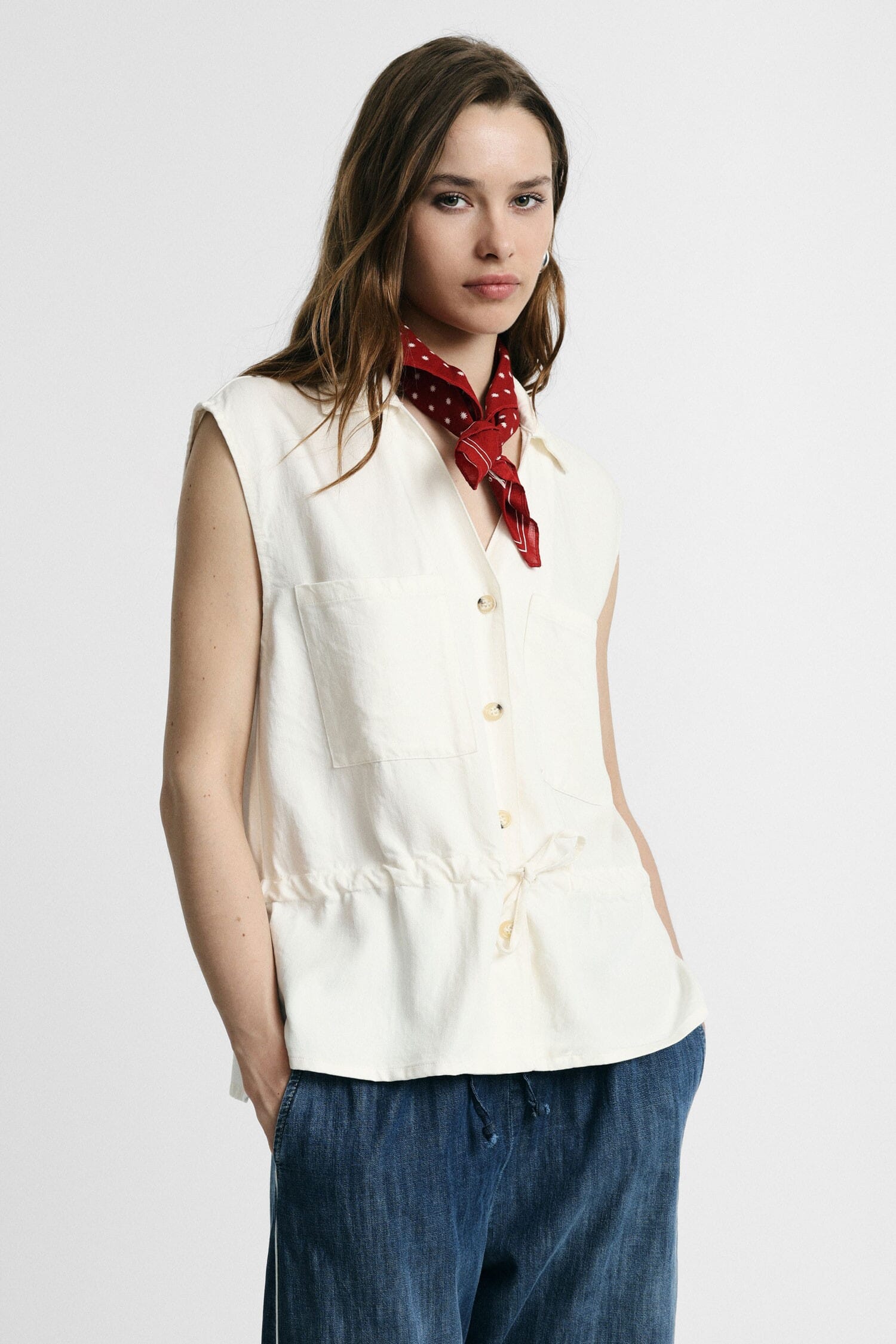 Gilet Senza Maniche Con Coulisse E Tasche Frontali Please