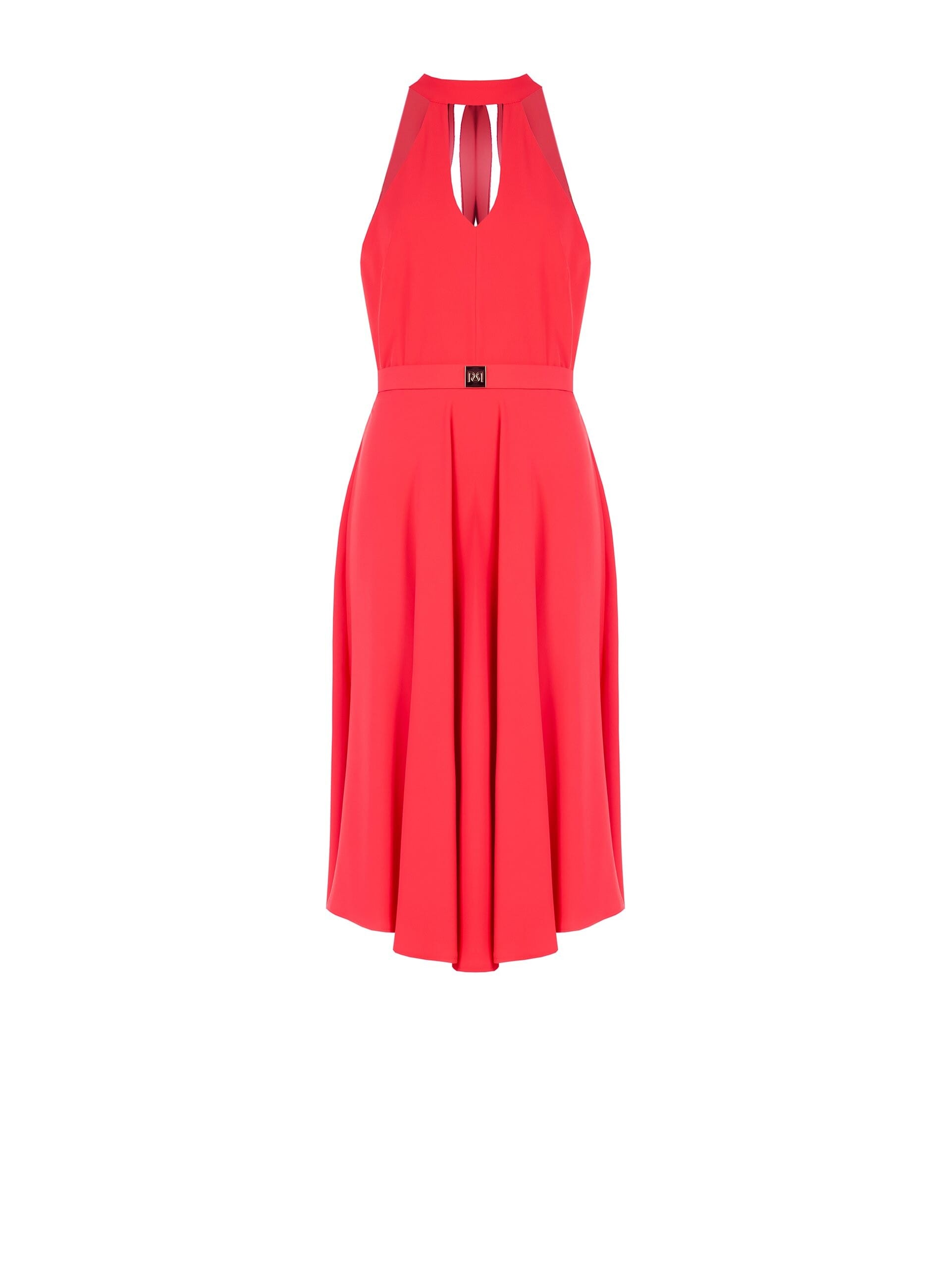 Fluid Fabric Midi Dress With Logo Belt Rr Rigid Rinascimento