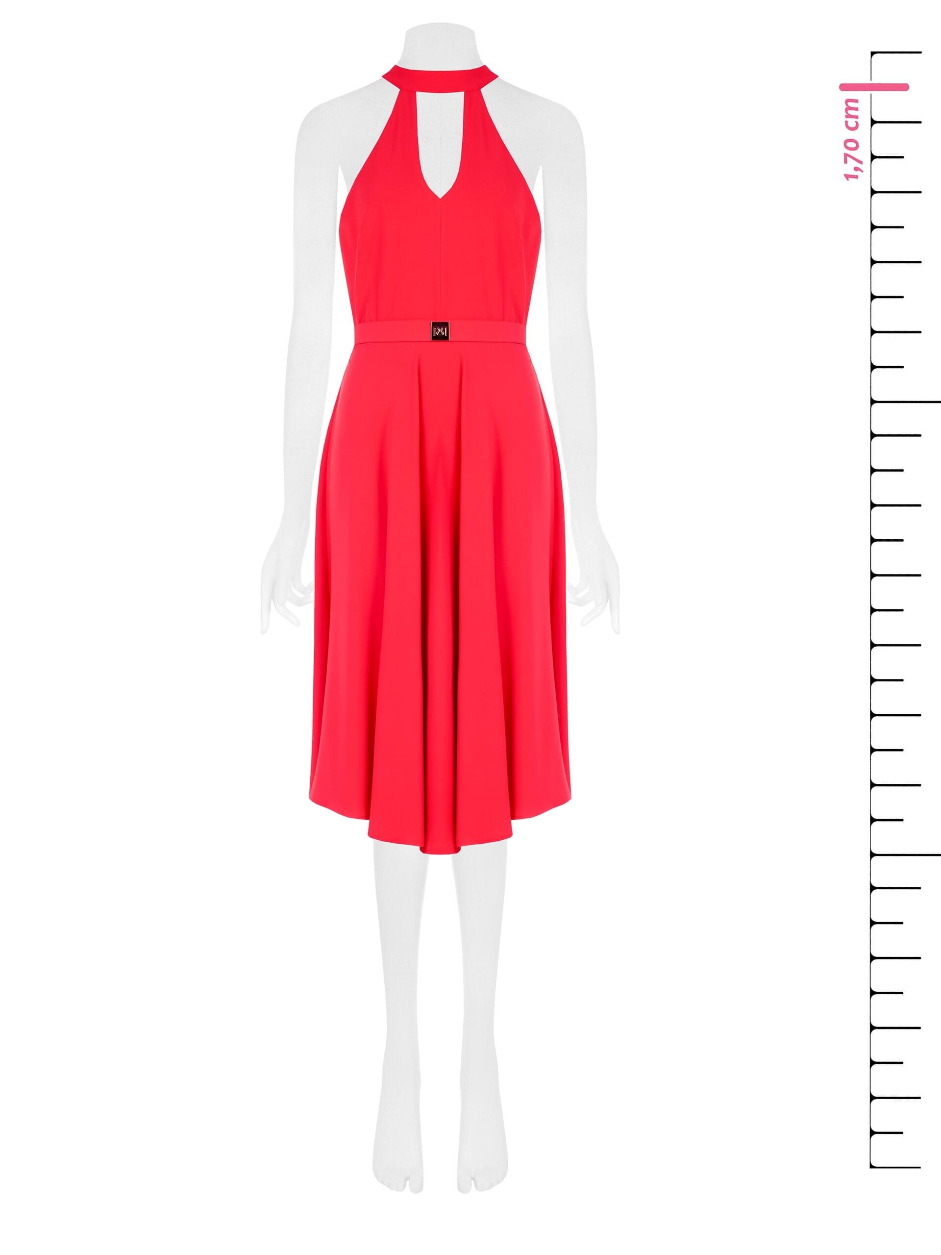 Fluid Fabric Midi Dress With Logo Belt Rr Rigid Rinascimento