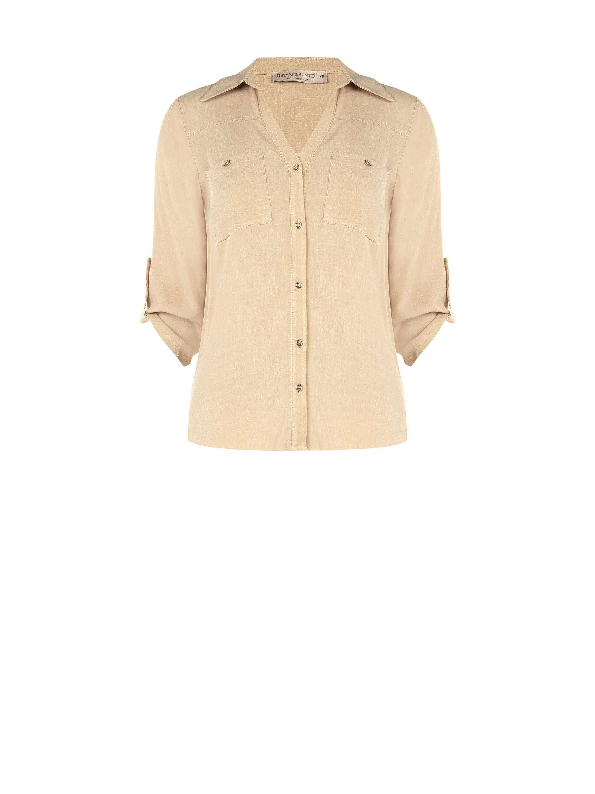 Chemise en viscose fluide avec col en V et poches Rinascimento