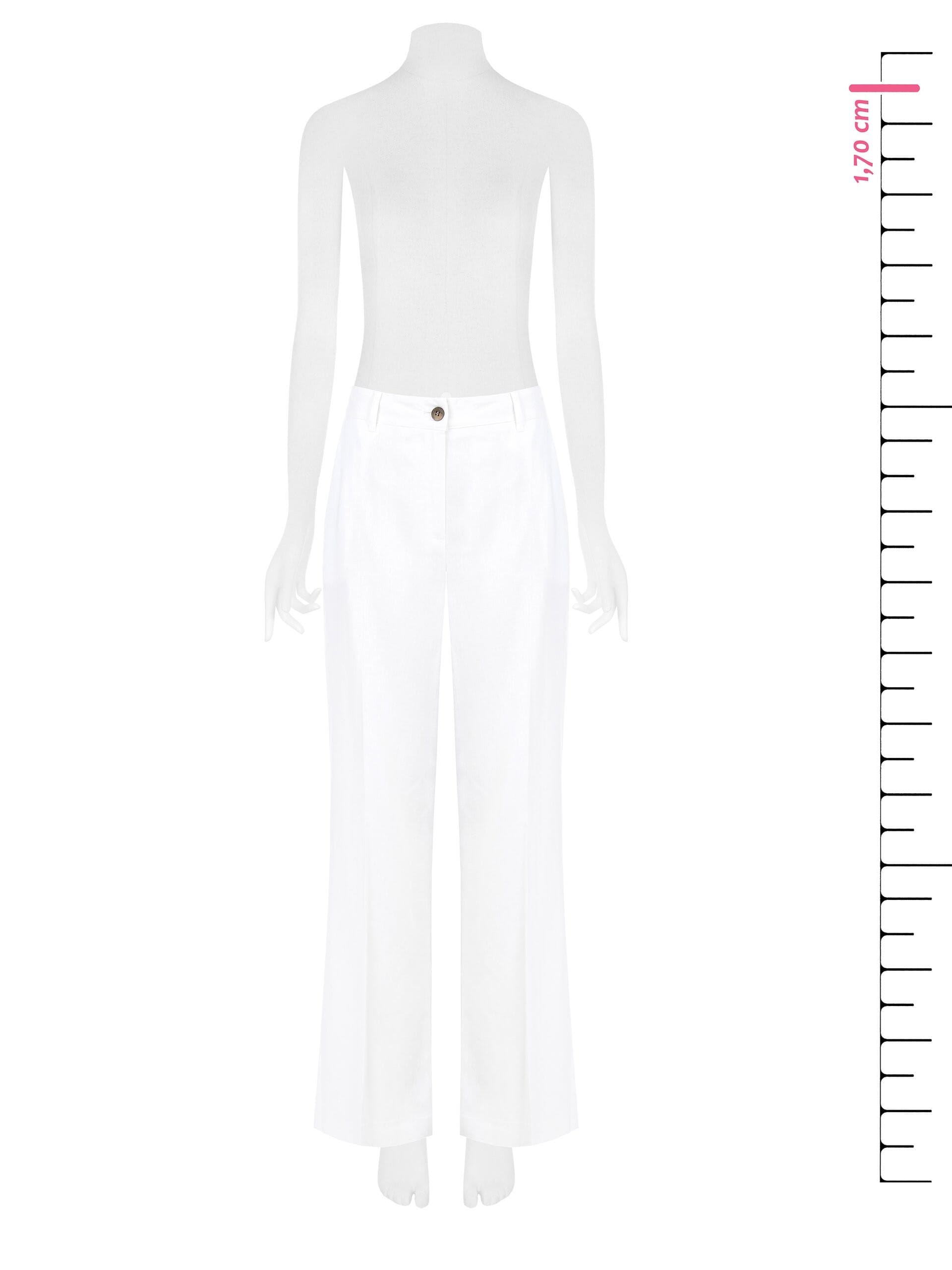 Pantalon droit en lin et viscose mélangés avec poches et élastique au dos Rinascimento
