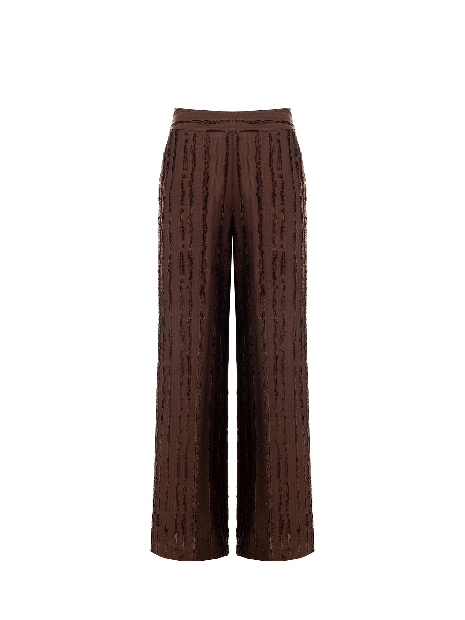 Pantalon de palais en viscose mélangée, rayé et effiloché, avec poches Rinascimento