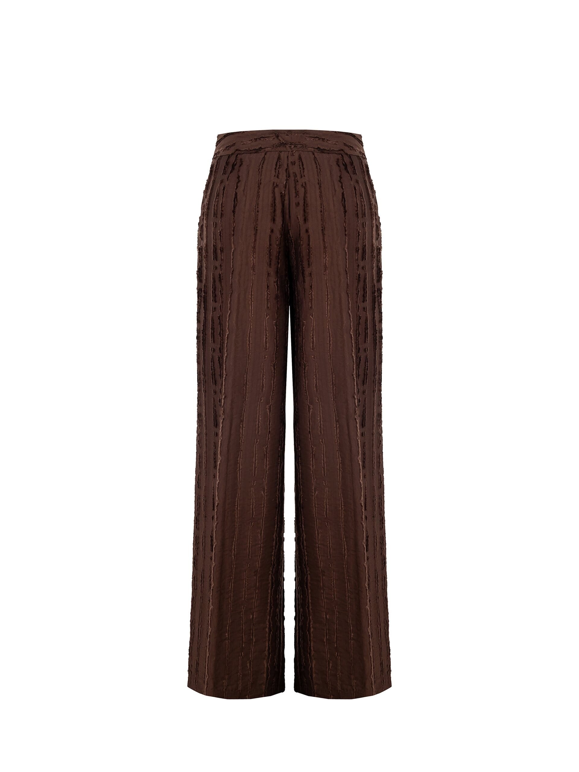 Pantalon de palais en viscose mélangée, rayé et effiloché, avec poches Rinascimento