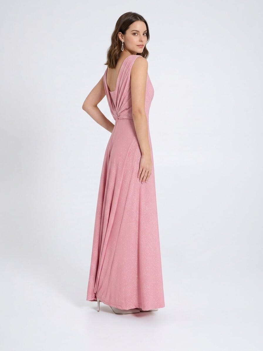 Abito Lungo Glitter Con Scollo Dietro Rinascimento