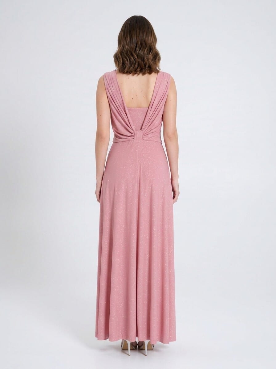 Abito Lungo Glitter Con Scollo Dietro Rinascimento