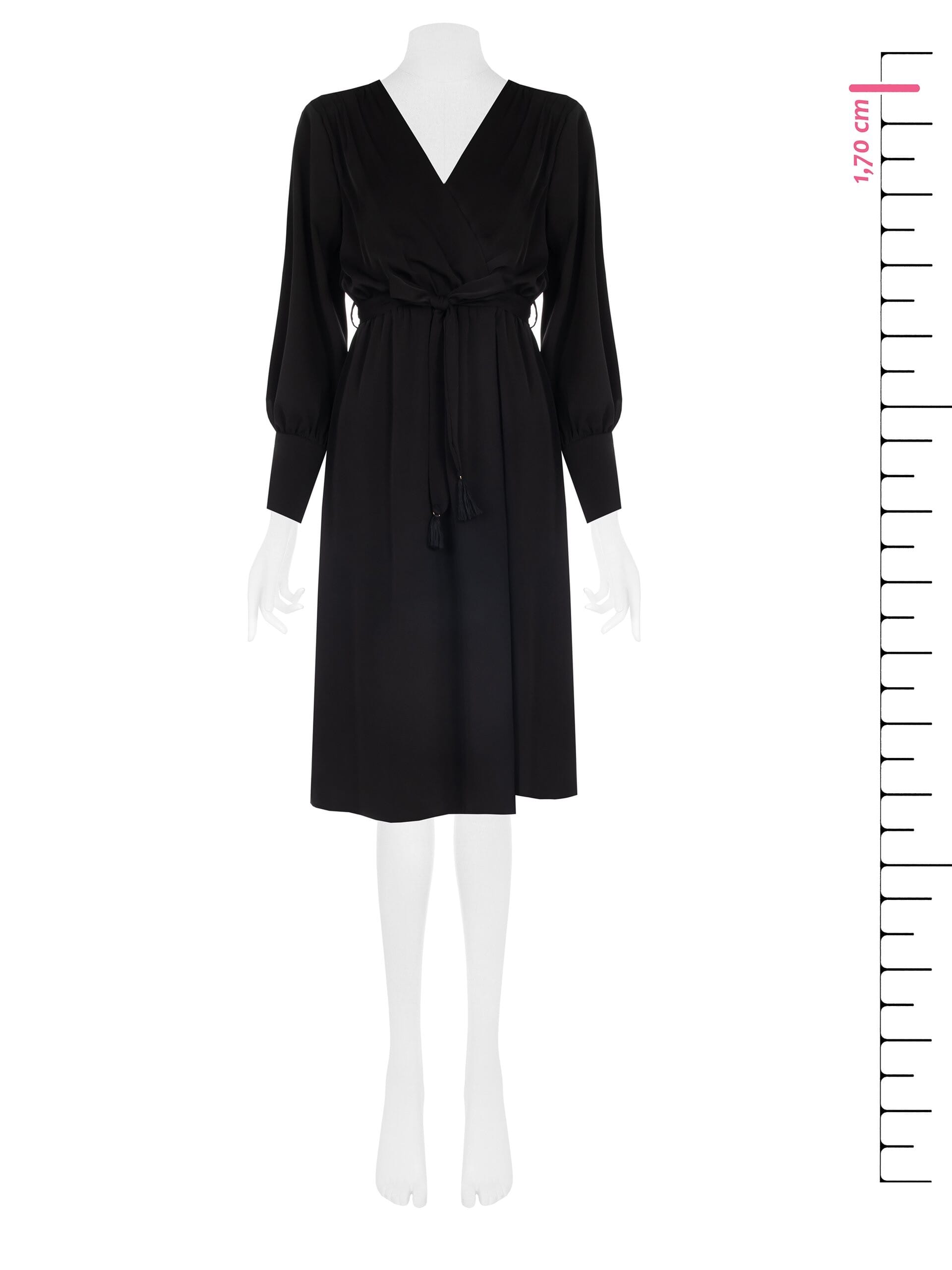 Midi Satin Cross Neck Dress With Coordinated Belt And Straps Rinascimento